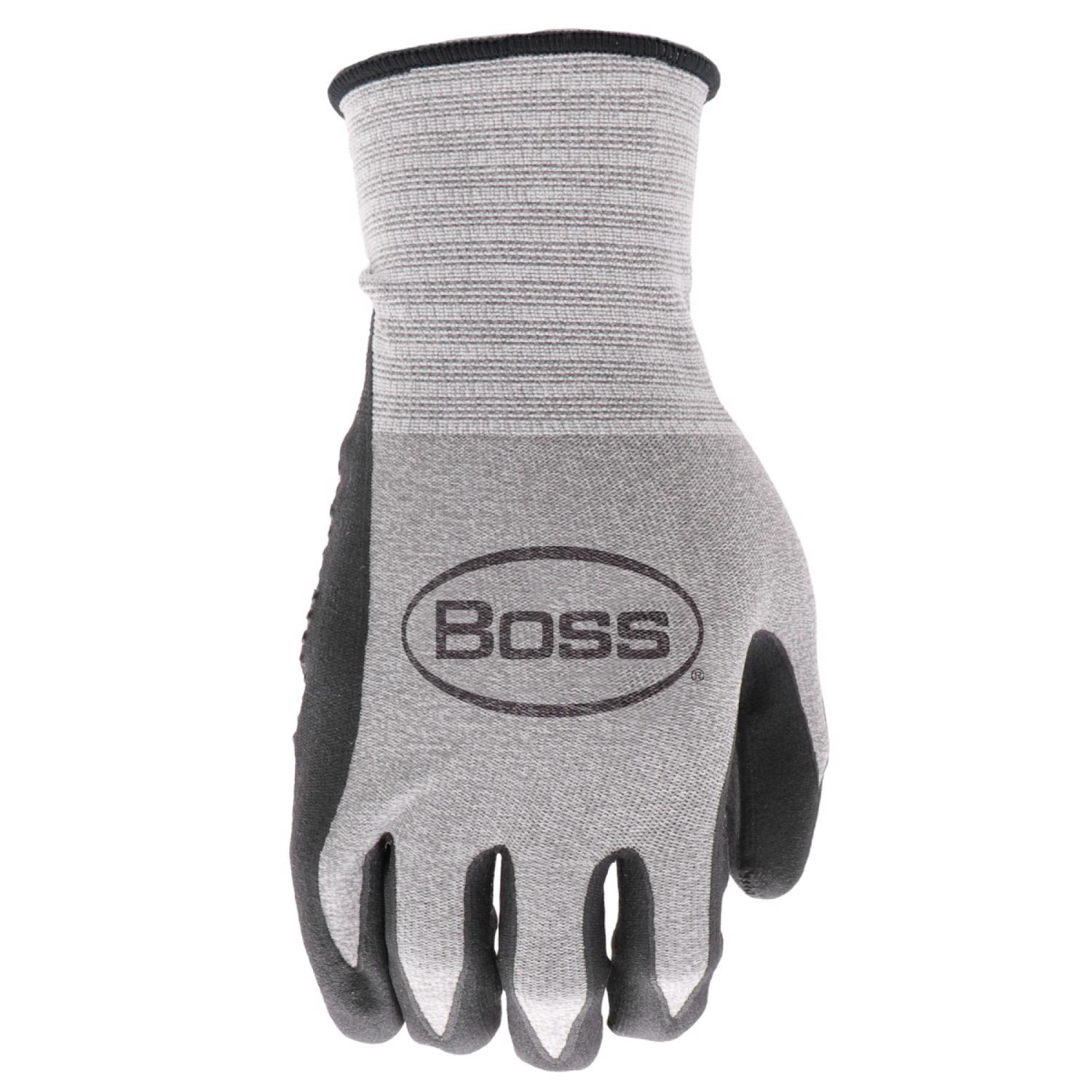 Boss Unisex Indoor/Outdoor Tactile Grip Gloves Black/Gray XL 1 pair - Jamoozus