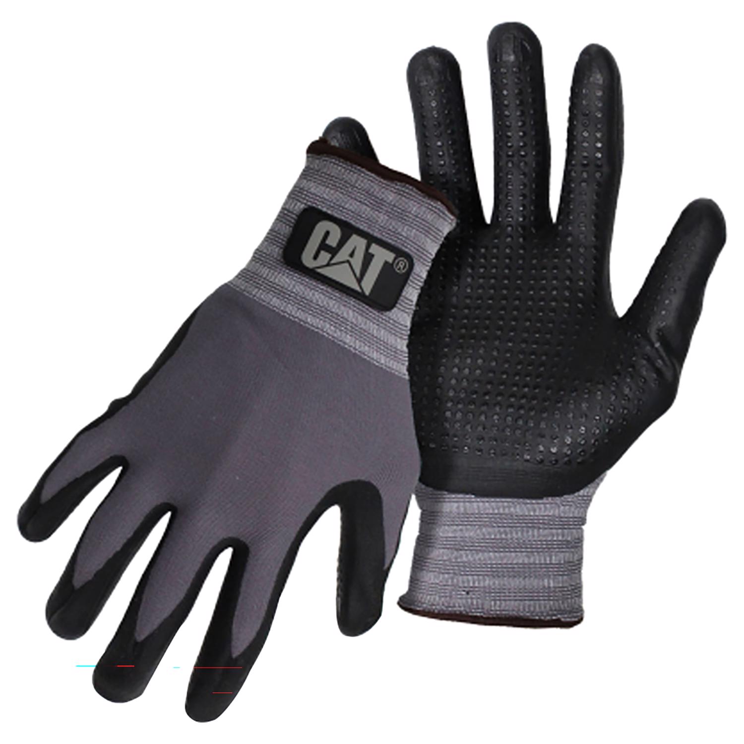 Cat Unisex Indoor/Outdoor Work Gloves Black/Gray L 1 pair - Jamoozus