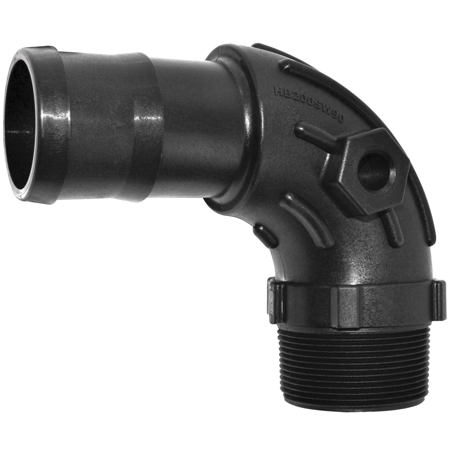 Green Leaf 2 in. Male X 2 in. D Barb Polypropylene 90 Degree Hose Elbow 1 pk - Jamoozus