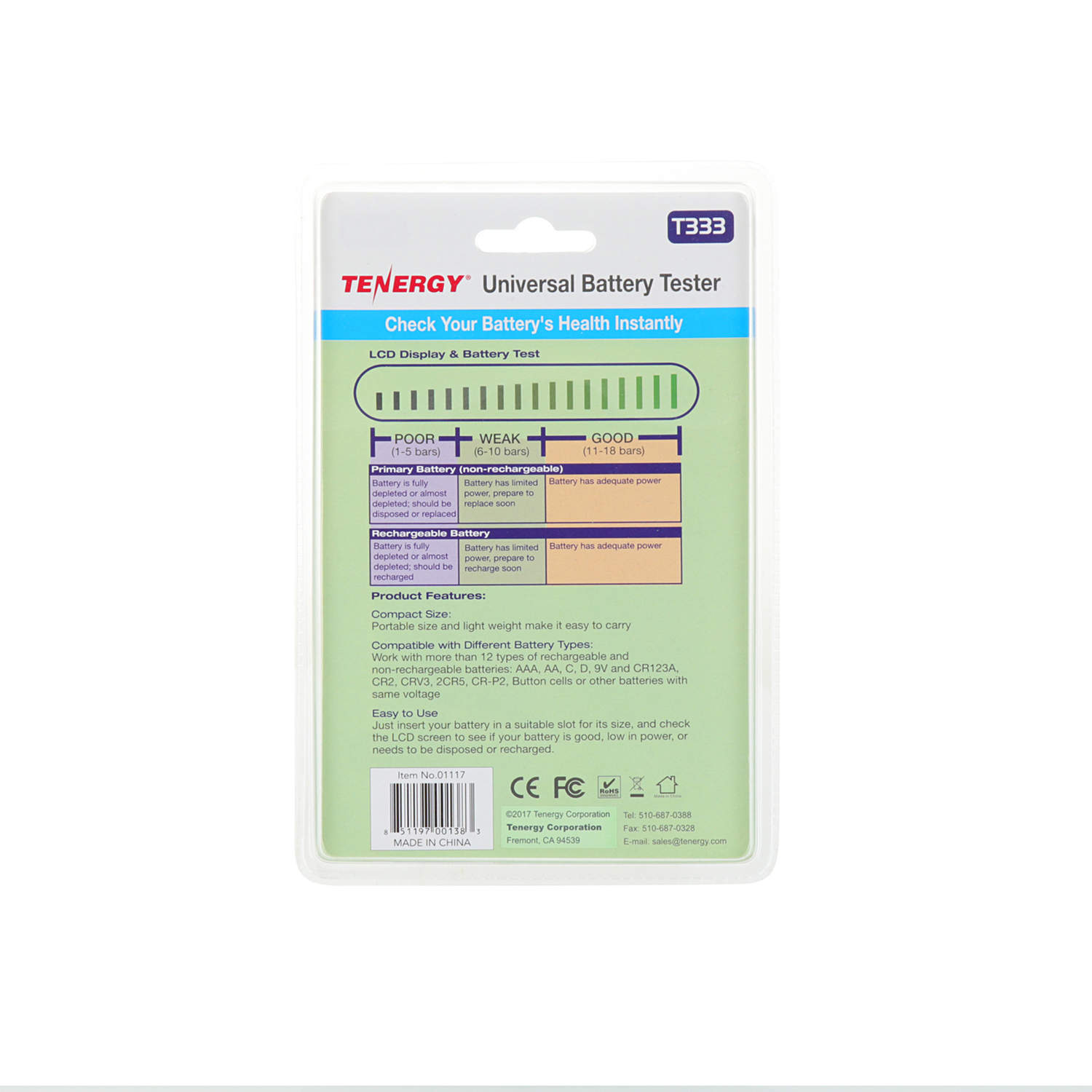 Tenergy Digital Battery Tester 1 pk - Jamoozus