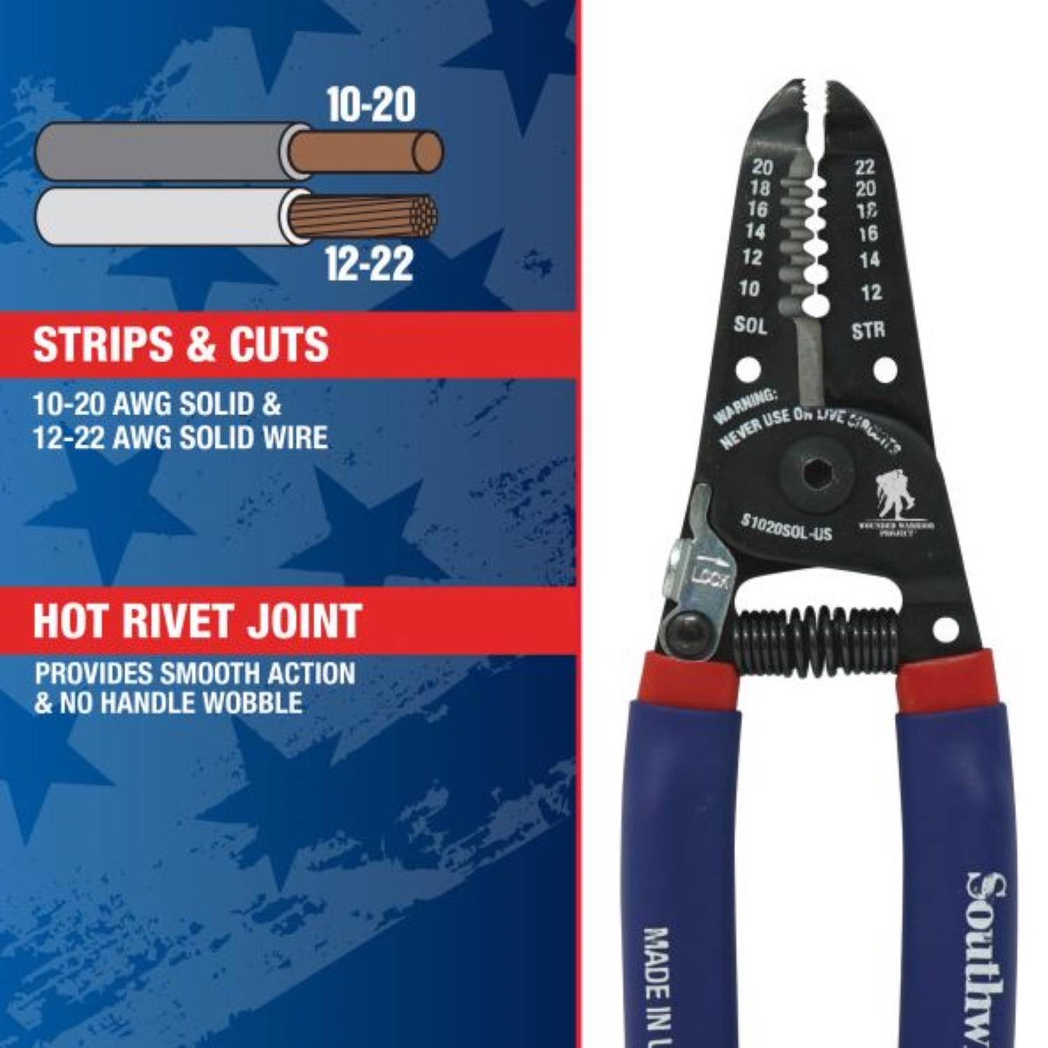 Southwire Wounded Warrior Project 10-20 Solid and 12-22 Stranded AWG Wire Stripper - Jamoozus