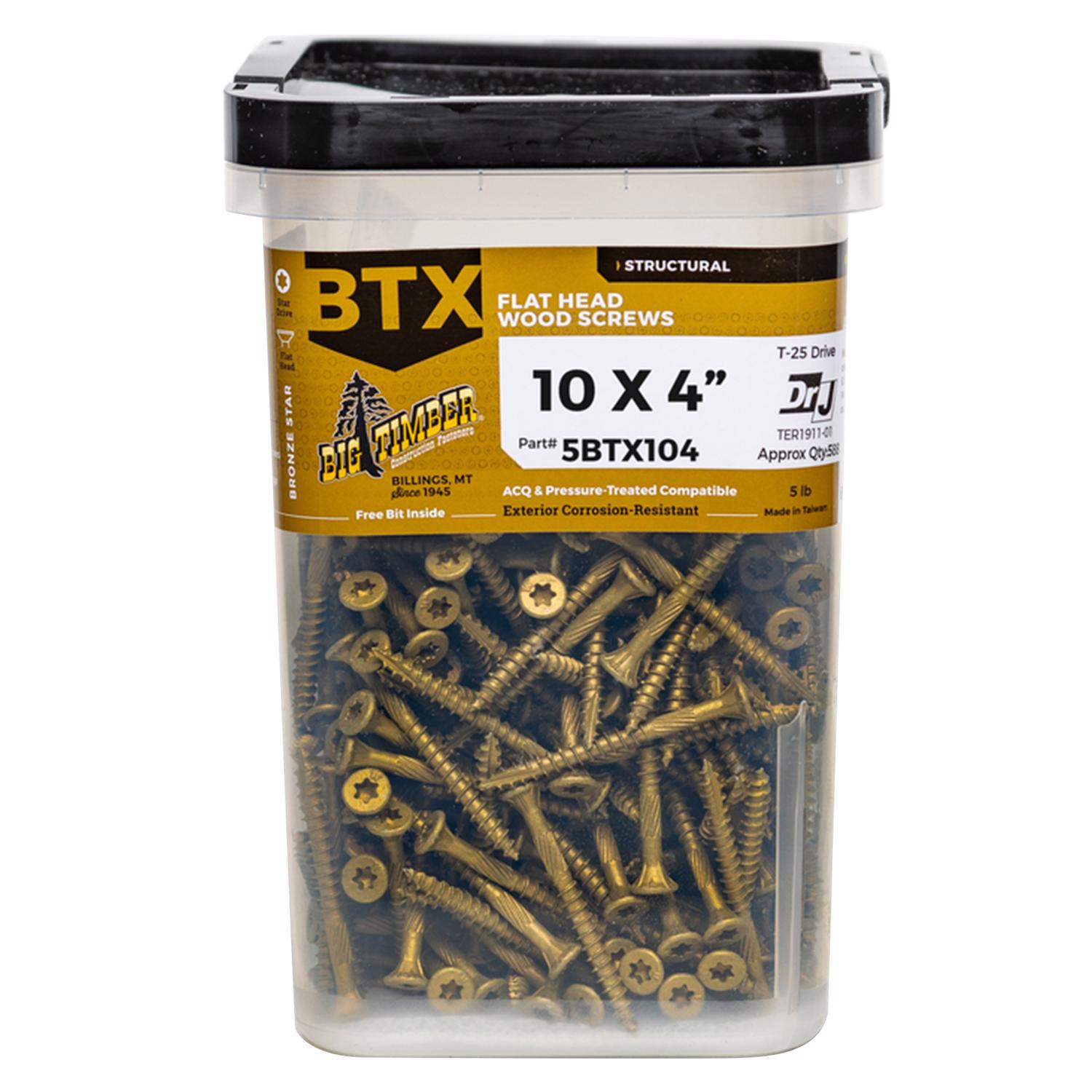 Big Timber No. 10 X 4 in. L Star Bronze Wood Screws 5 lb 240 pk - Jamoozus