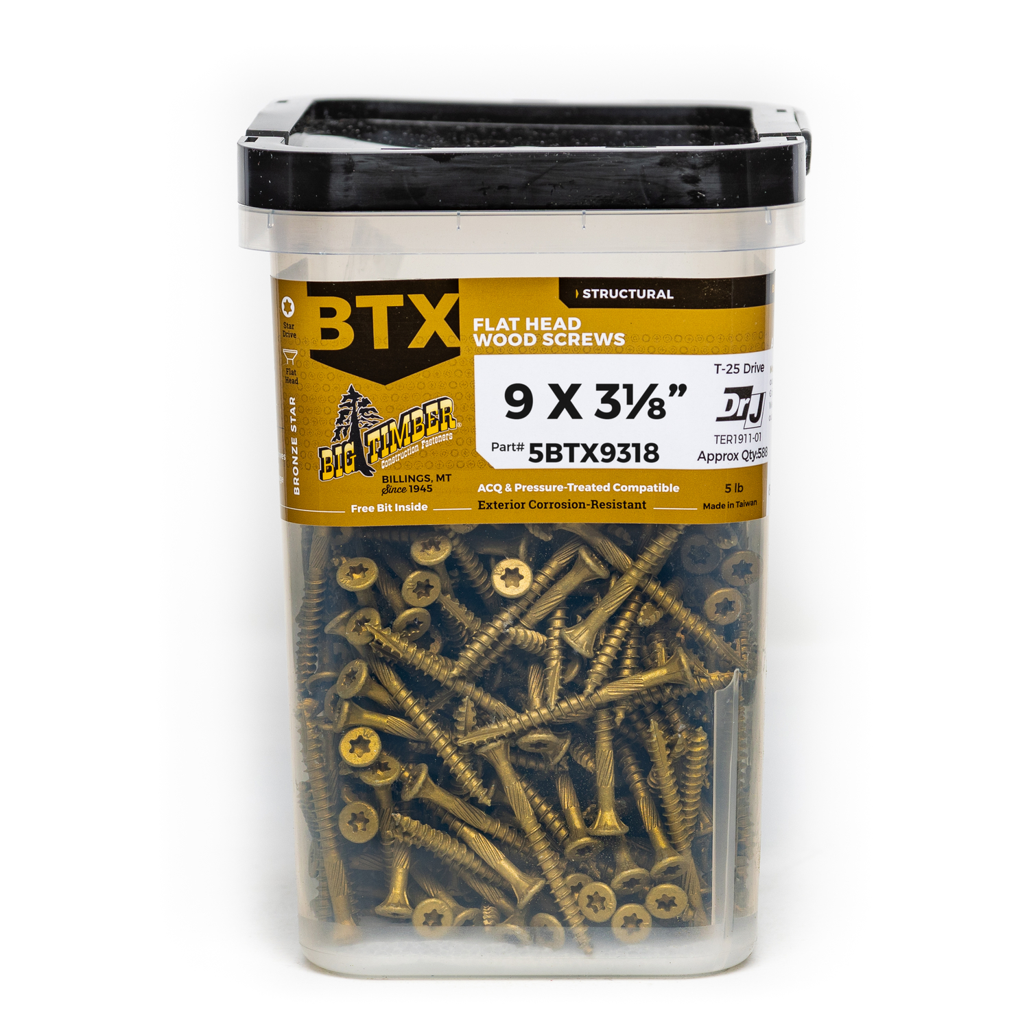Big Timber No. 9 X 3-1/8 in. L Star Bronze Wood Screws 5 lb 380 pk - Jamoozus