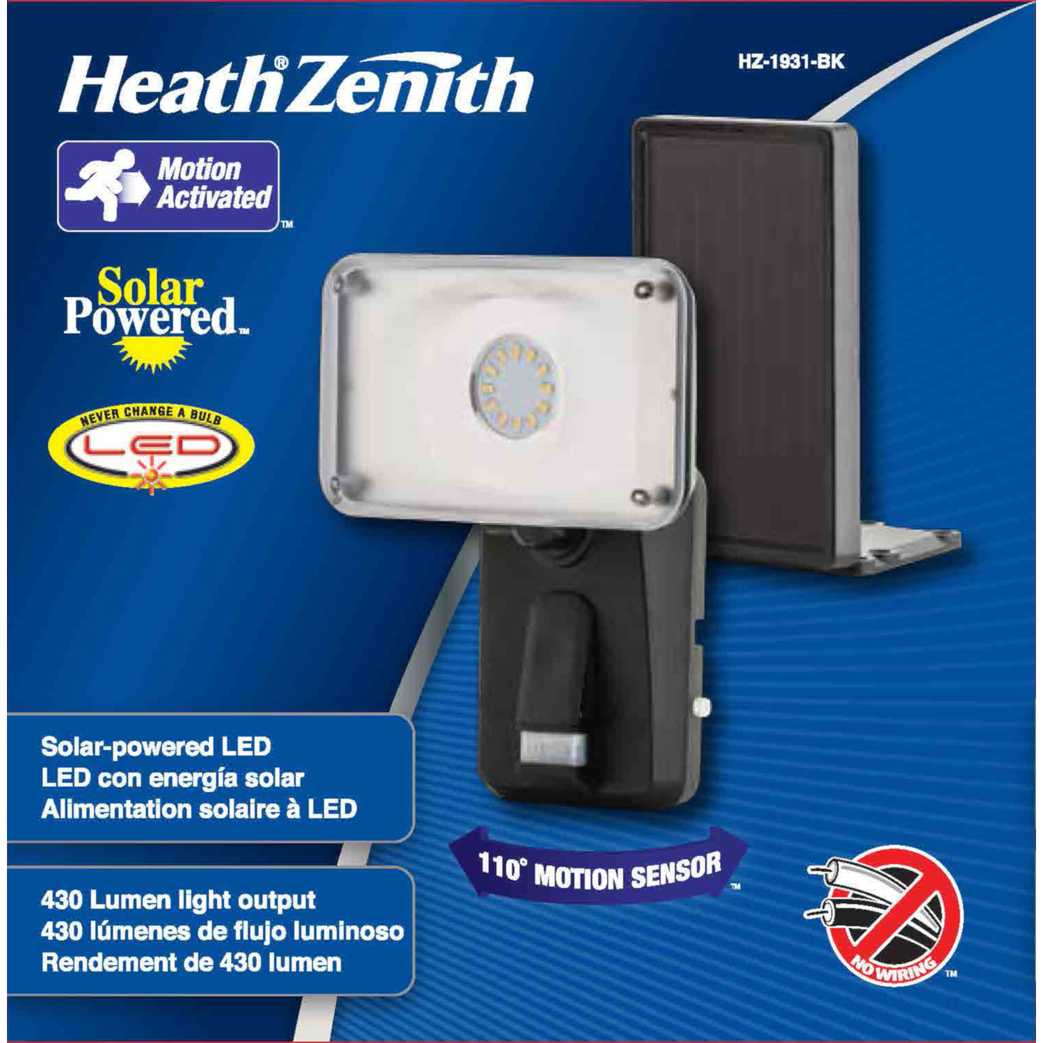 Heath Zenith Motion-Sensing Solar Powered LED Black Security Light - Jamoozus