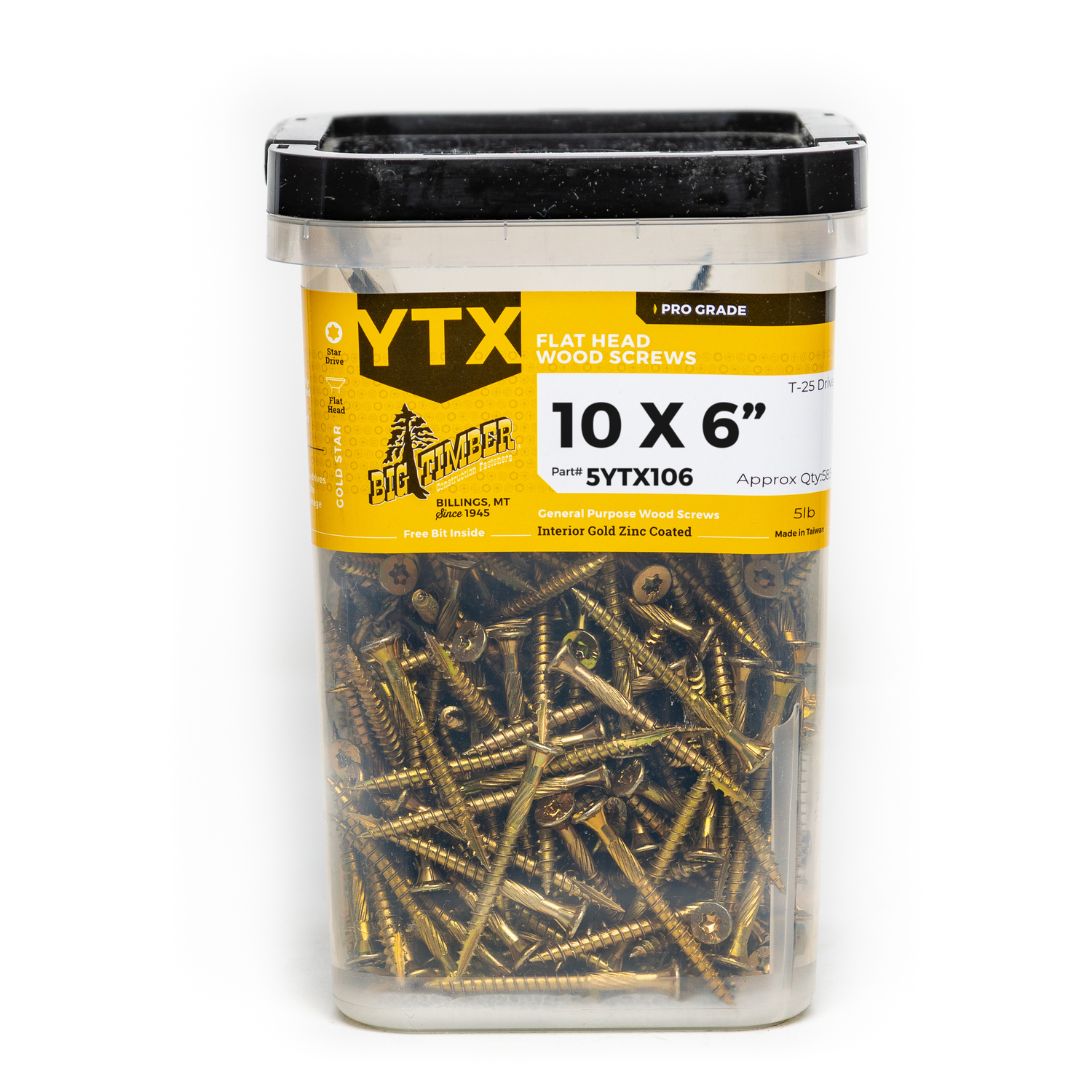 Big Timber No. 10 X 6 in. L Star Zinc-Plated Wood Screws 5 lb 165 pk - Jamoozus
