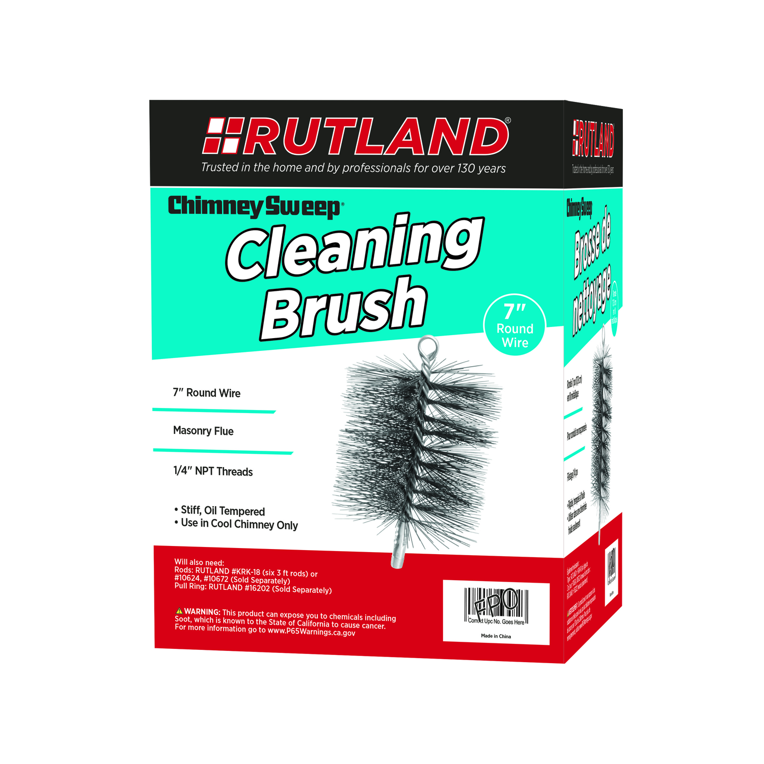 Rutland Chimney Sweep 7 in. Round Oil Tempered Chimney Brush - Jamoozus