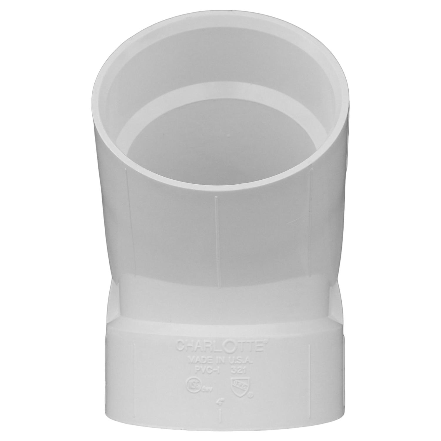 Charlotte Pipe Schedule 40 4 in. Hub X 4 in. D Hub PVC 45 Degree Elbow 1 pk - Jamoozus