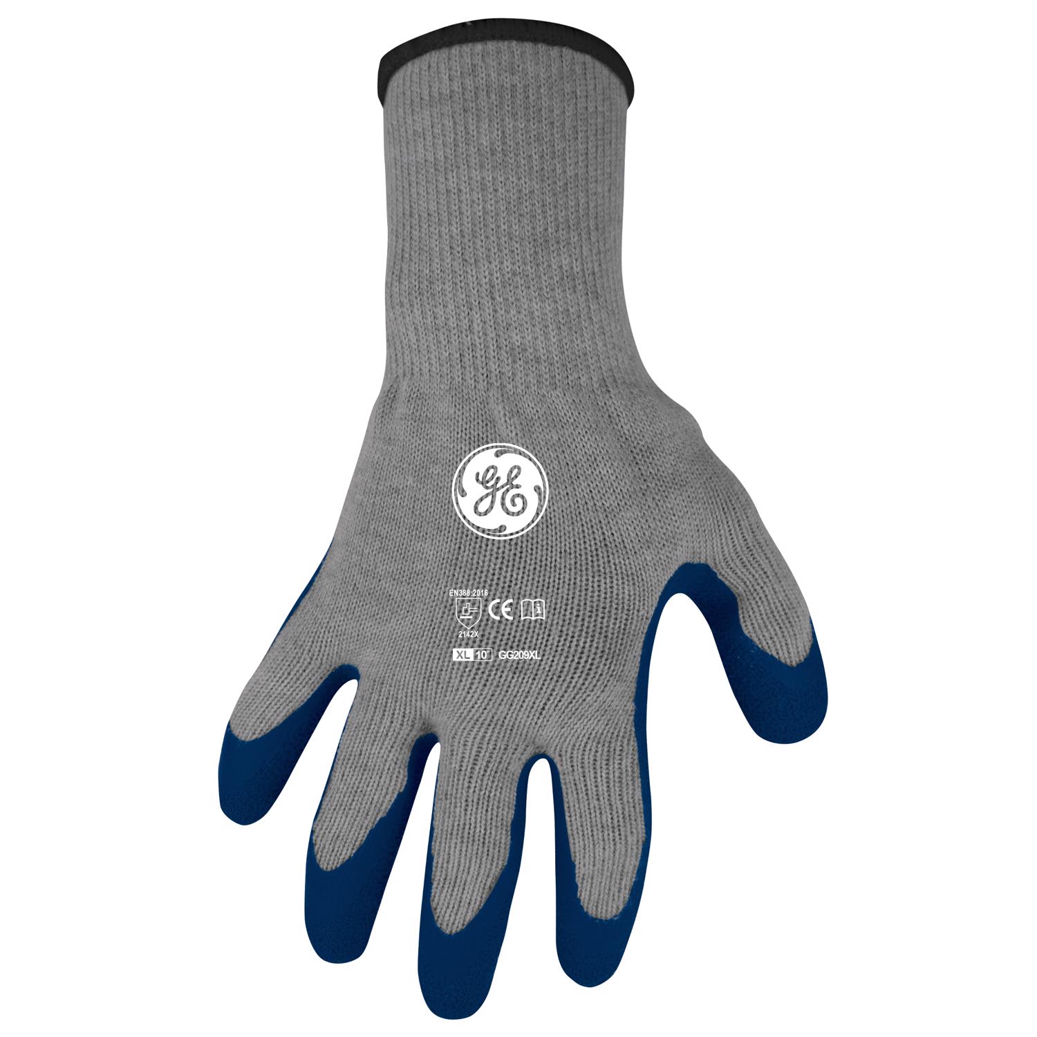 General Electric Unisex Crinkle Dipped Gloves Blue/Gray XL 1 pair - Jamoozus