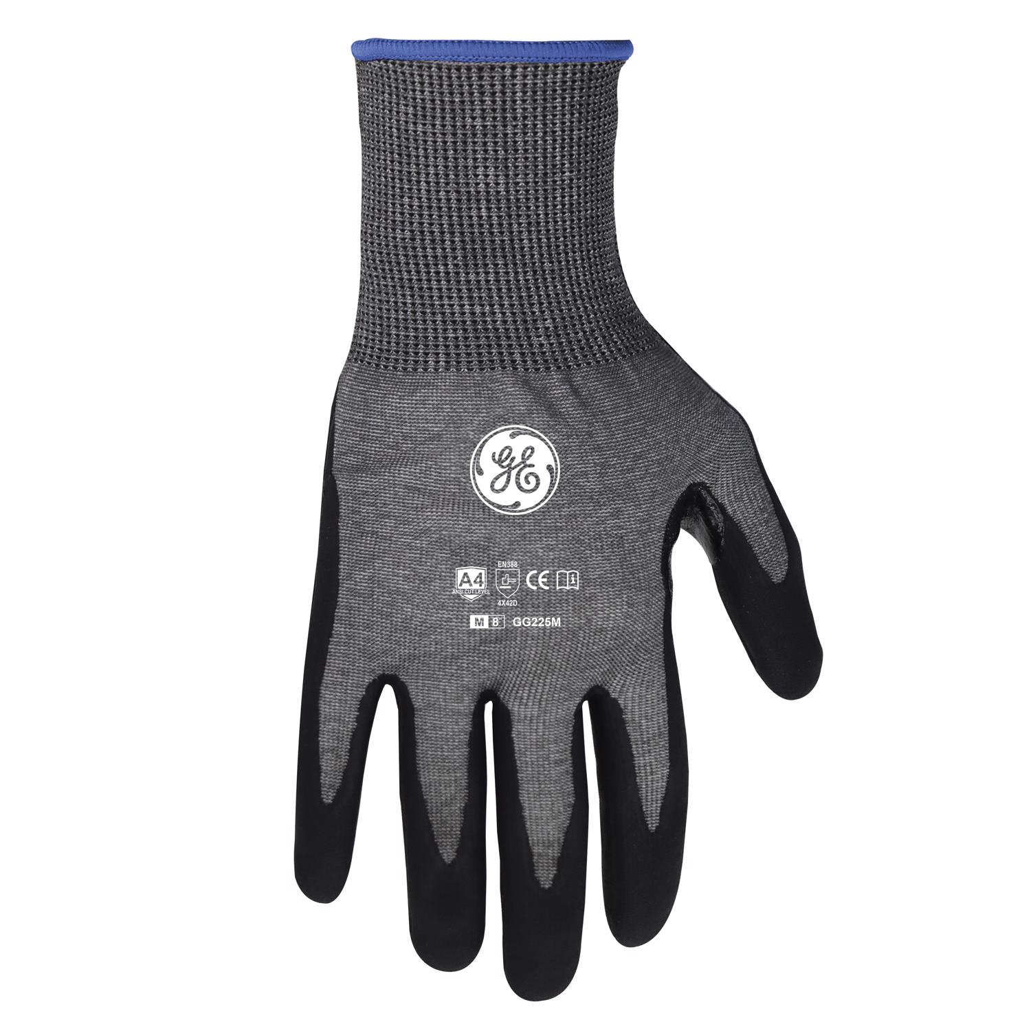 General Electric Unisex Dipped Gloves Black/Gray M 1 pair - Jamoozus