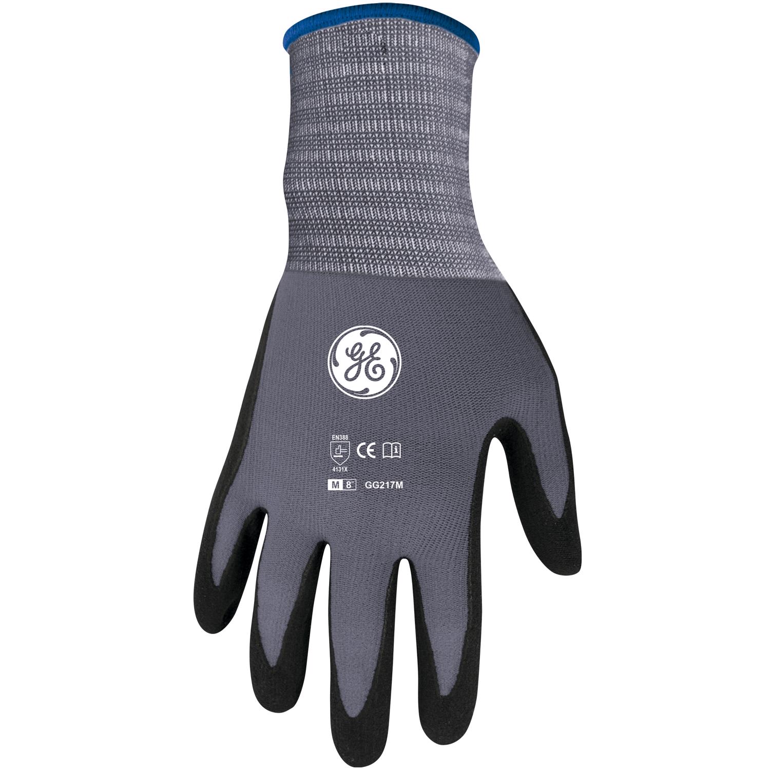General Electric Unisex Dipped Gloves Black/Gray M 1 pair - Jamoozus