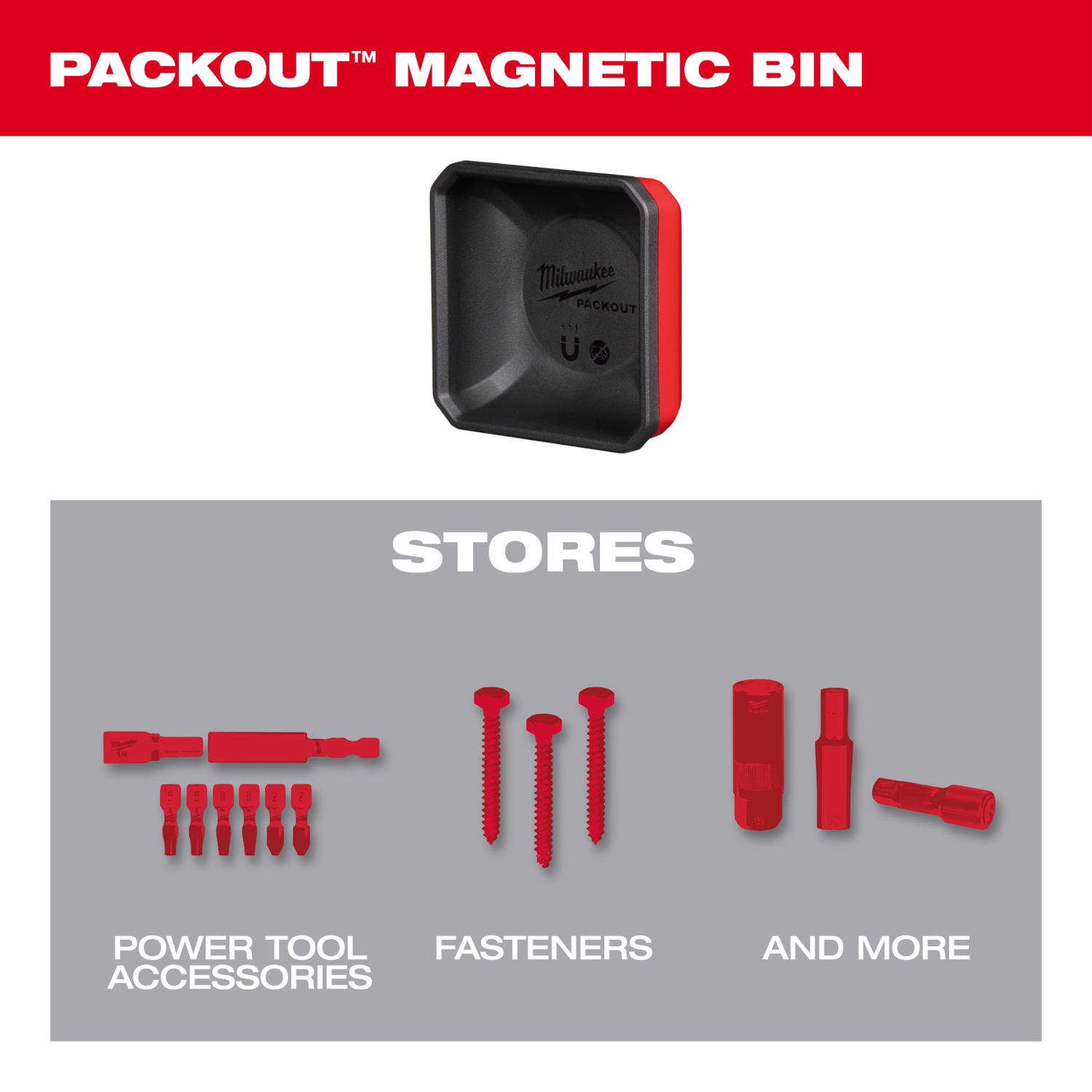 Milwaukee PACKOUT SHOP STORAGE Garage Organizer Magnetic Tray Black/Red - Jamoozus