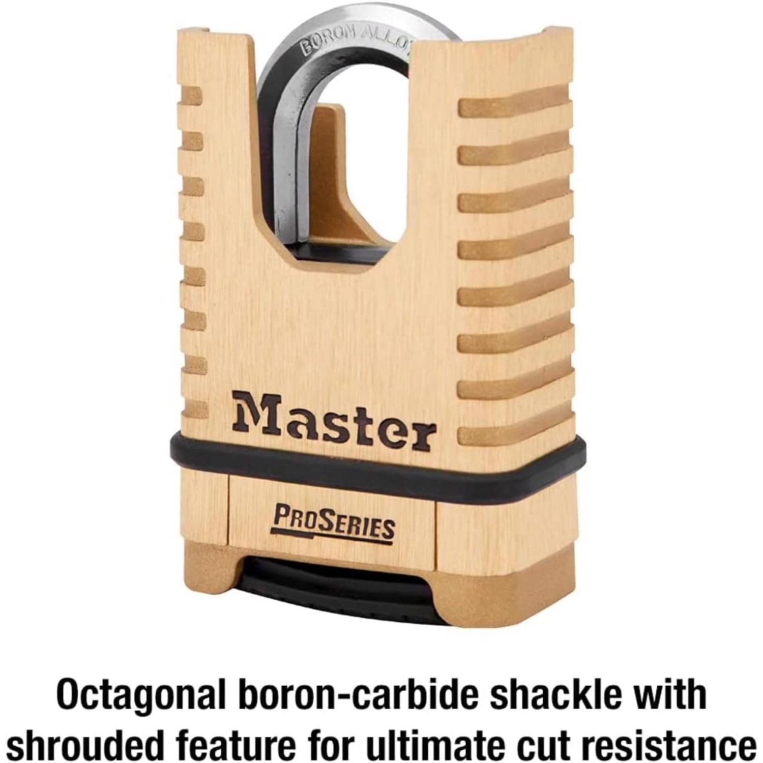 Master Lock ProSeries 6.56 in. H X 2-1/4 in. W Brass 4-Digit Combination Hidden Shackle Padlock - Jamoozus