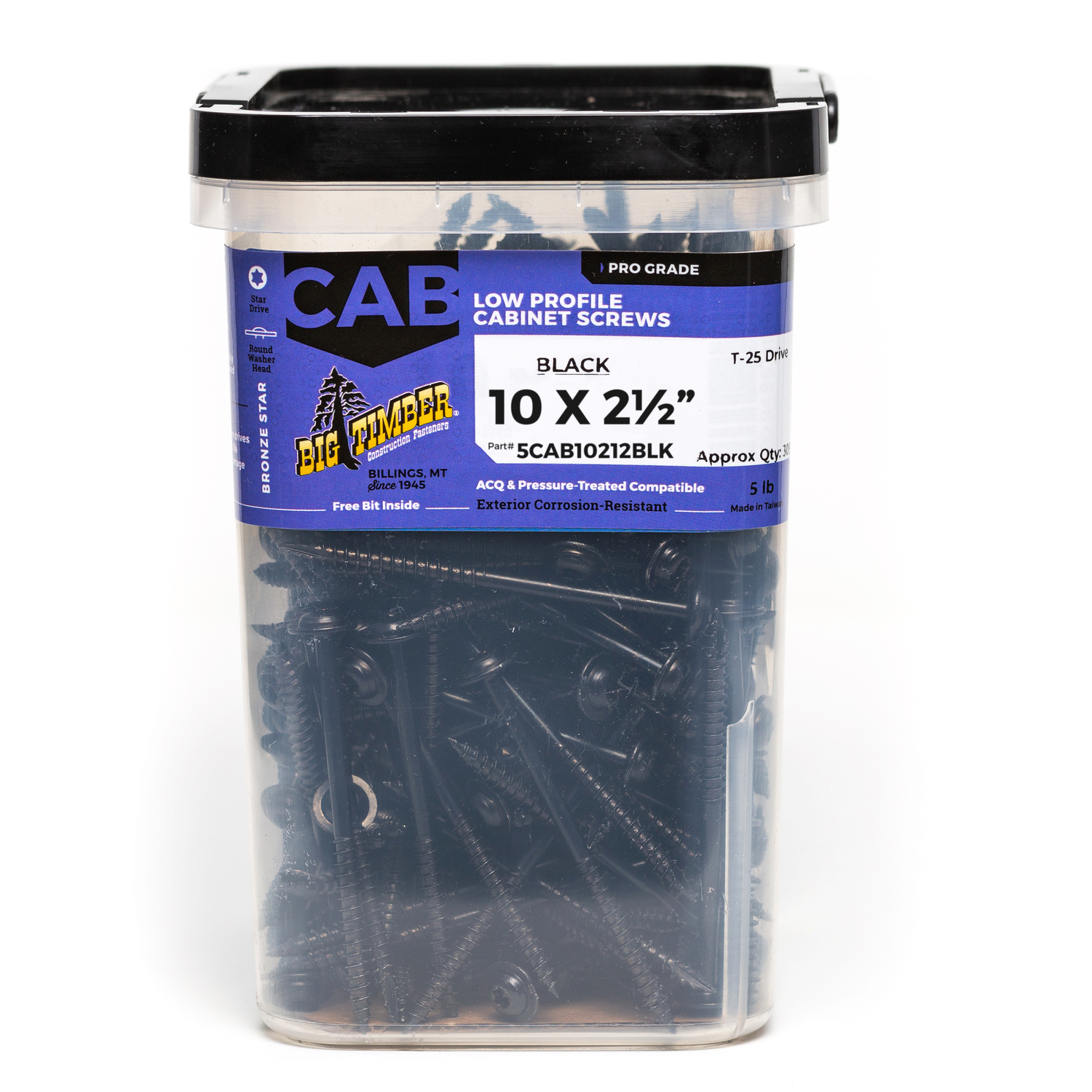 Big Timber No. 10 X 2-1/2 in. L Star Black Cabinet Screws 5 lb 365 pk - Jamoozus