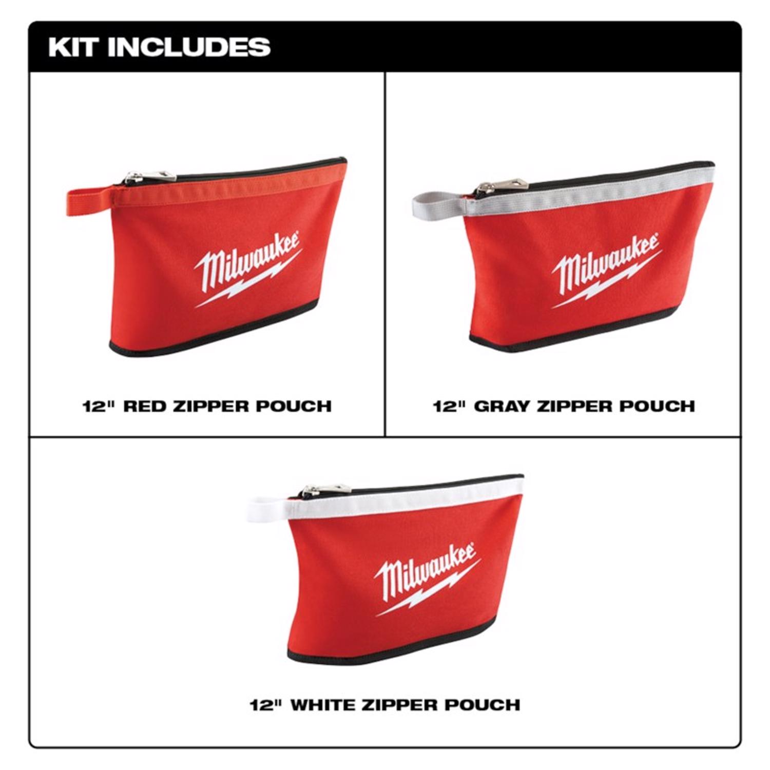 Milwaukee 0.75 in. W X 8 in. H Canvas Tool Pouch Red 3 pc - Jamoozus