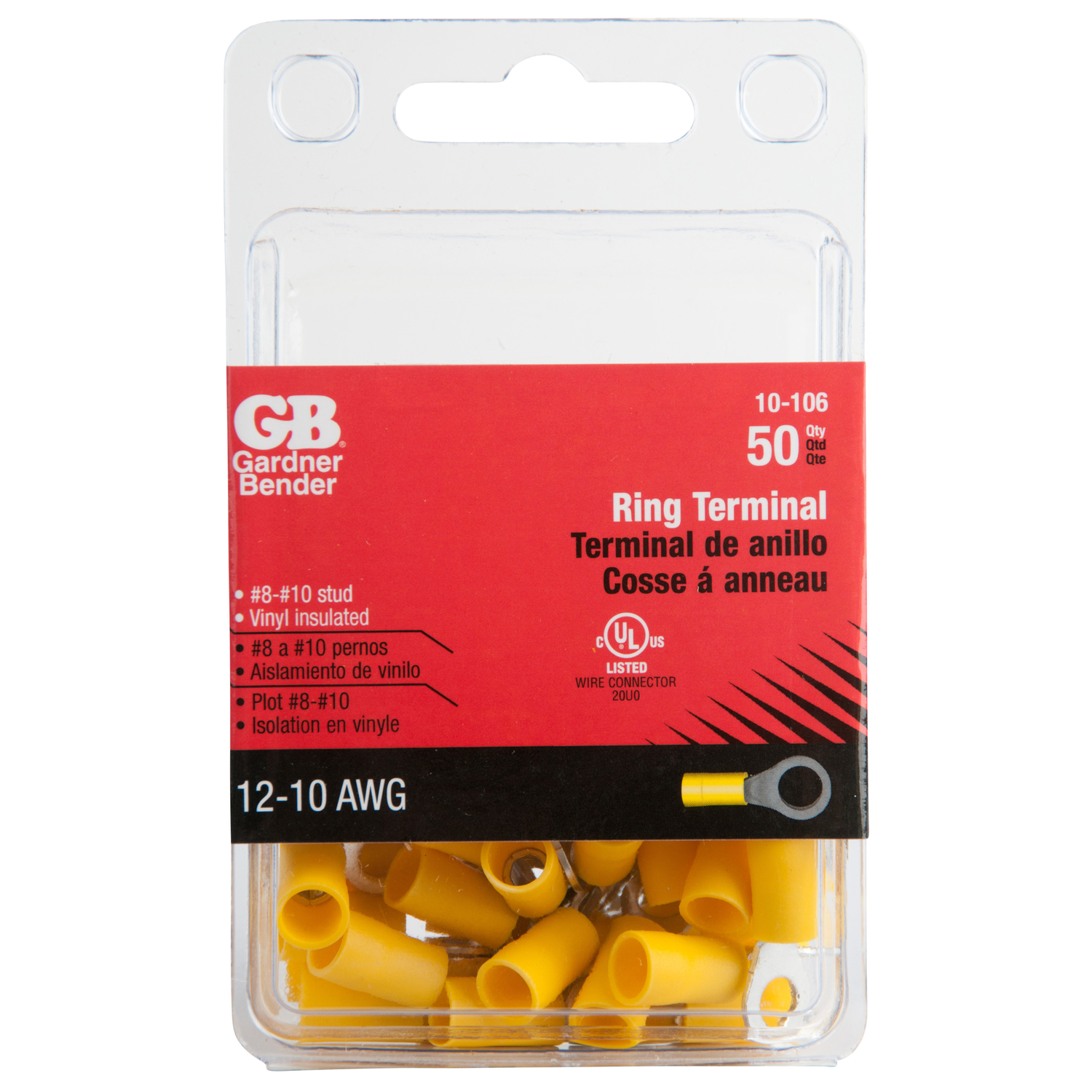 Gardner Bender 12-10 Ga. Insulated Wire Ring Terminal Yellow 50 pk - Jamoozus