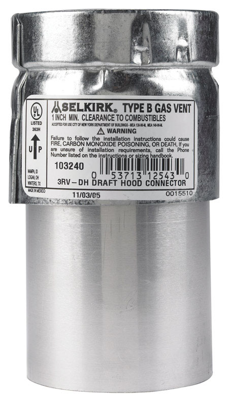 Selkirk Adjustable 3 in. D Aluminum/Galvanized Steel Draft Hood Connector - Jamoozus