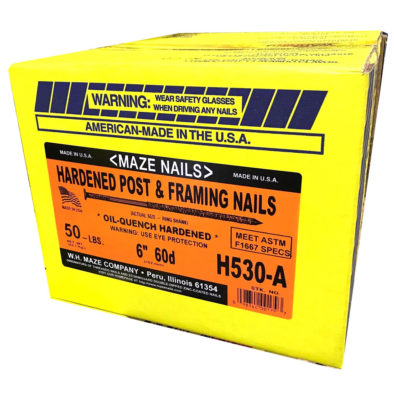 Maze 60D 6 in. Pole Barn Heat Treated Carbon Steel Nail Flat Head 50 lb - Jamoozus