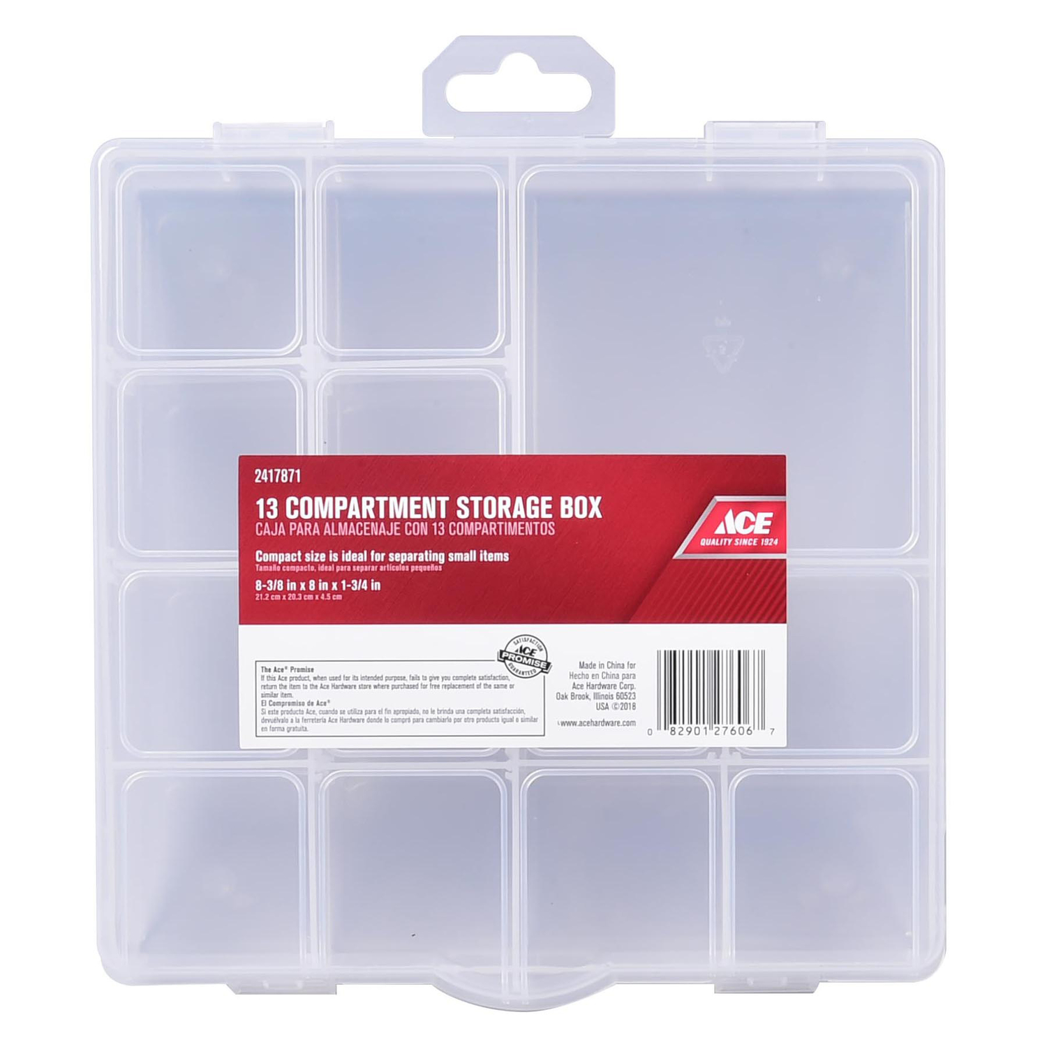 Ace 8 in. W X 1-3/4 in. H Tool Storage Bin Plastic 13 compartments Clear - Jamoozus