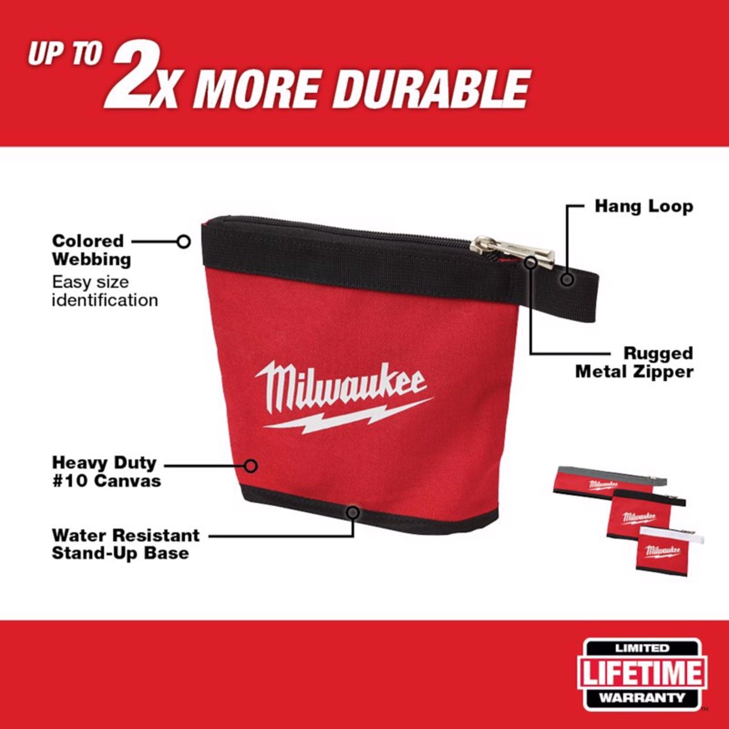 Milwaukee 0.25 in. W X 8 in. H Canvas Multi-Size Zippered Bag Assortment 1 pocket Red 3 pc - Jamoozus