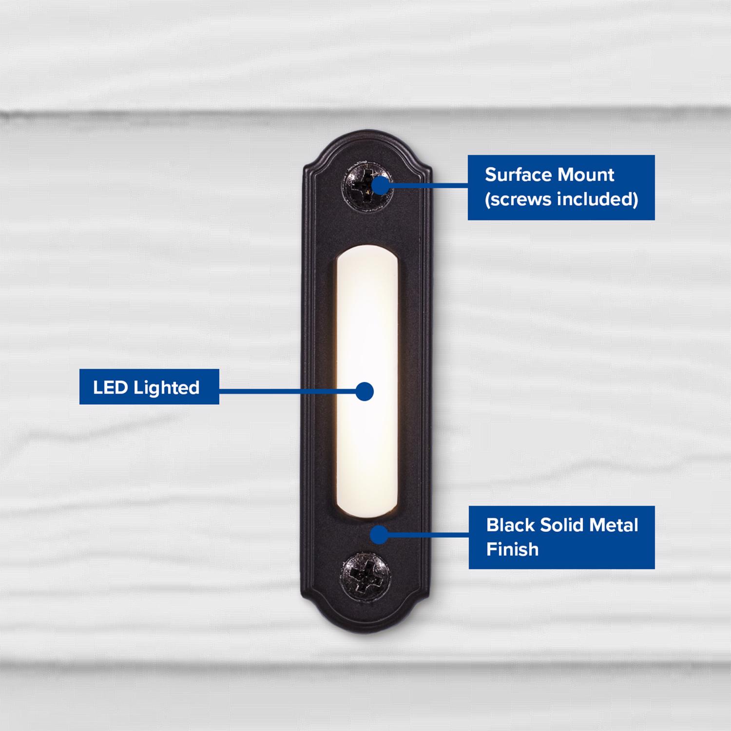 Heath Zenith Satin Black Metal Wired Pushbutton Doorbell - Jamoozus