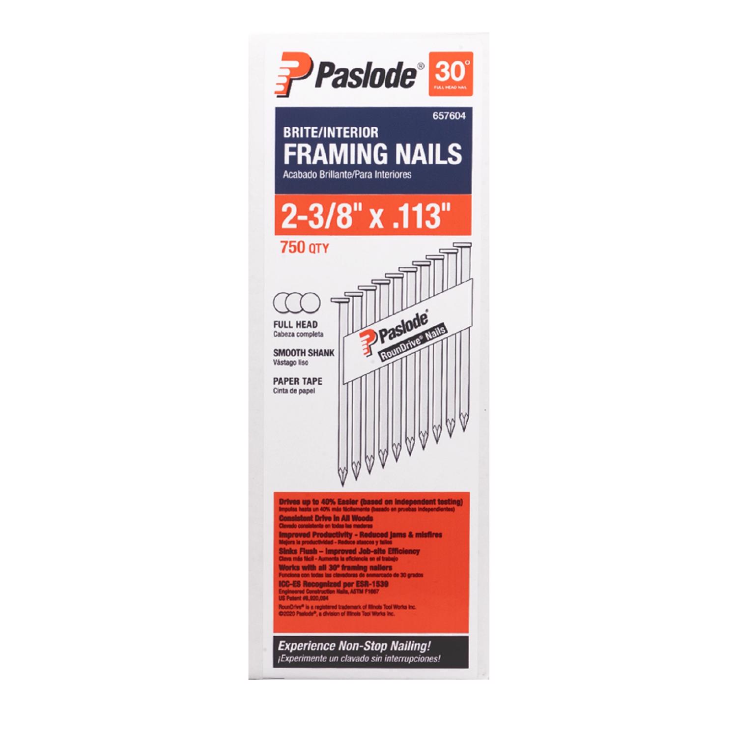 Paslode 2-3/8 in. Framing Bright Steel Nail Full Round Head - Jamoozus