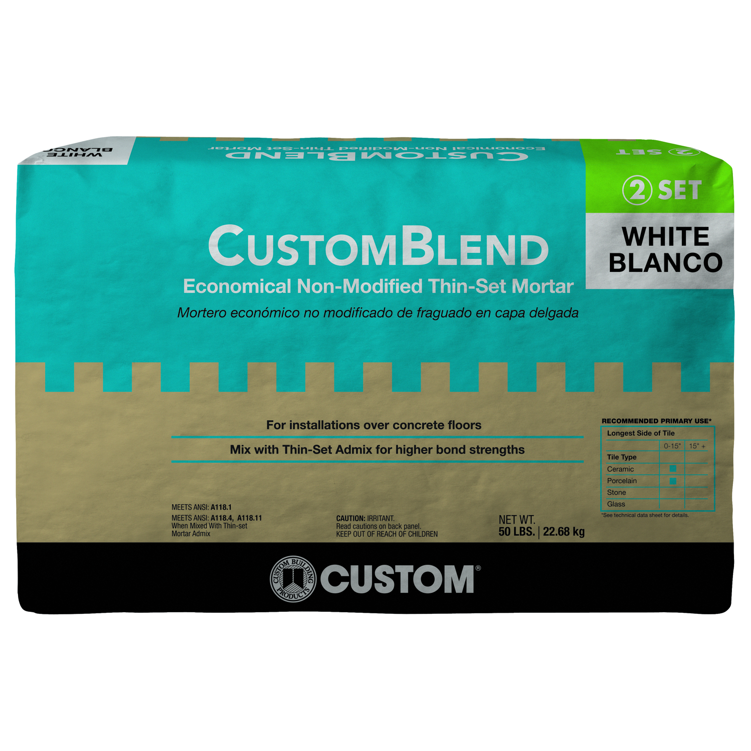 Custom Building Products White Thin-Set Mortar 50 lb - Jamoozus