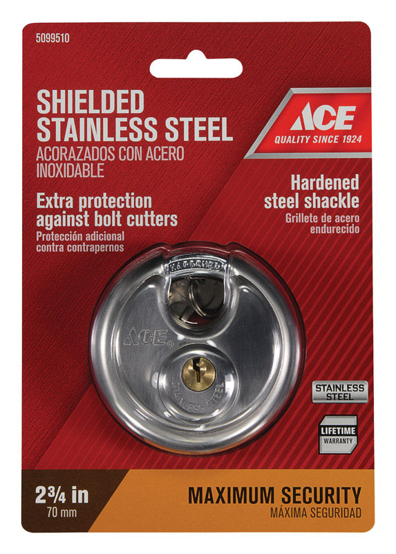 Ace 2-3/4 in. H X 2-3/4 in. W X 1-1/16 in. L Stainless Steel 4-Pin Cylinder Shrouded Padlock - Jamoozus
