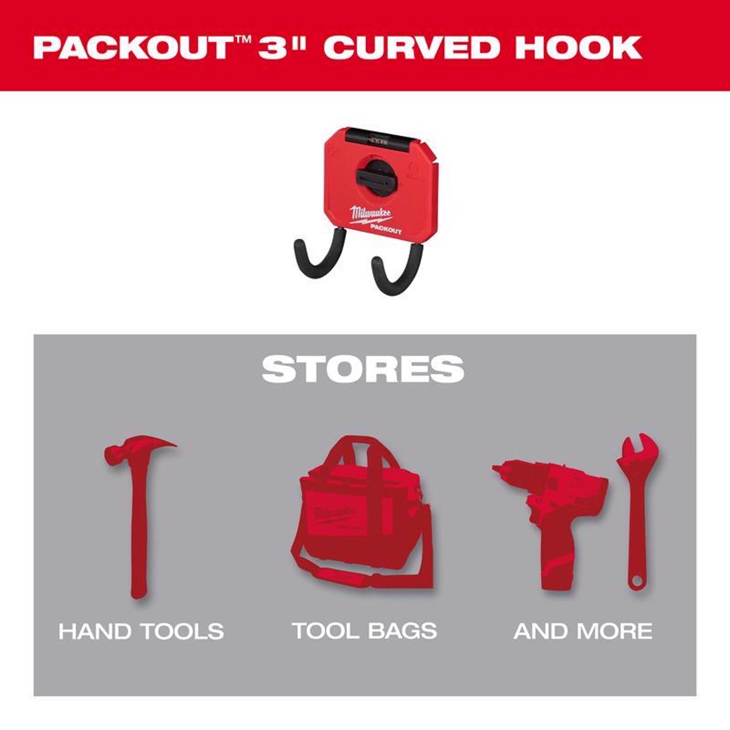 Milwaukee Packout Shop Storage Small Black/Red Plastic 3 in. L Straight Hook 1 pk - Jamoozus