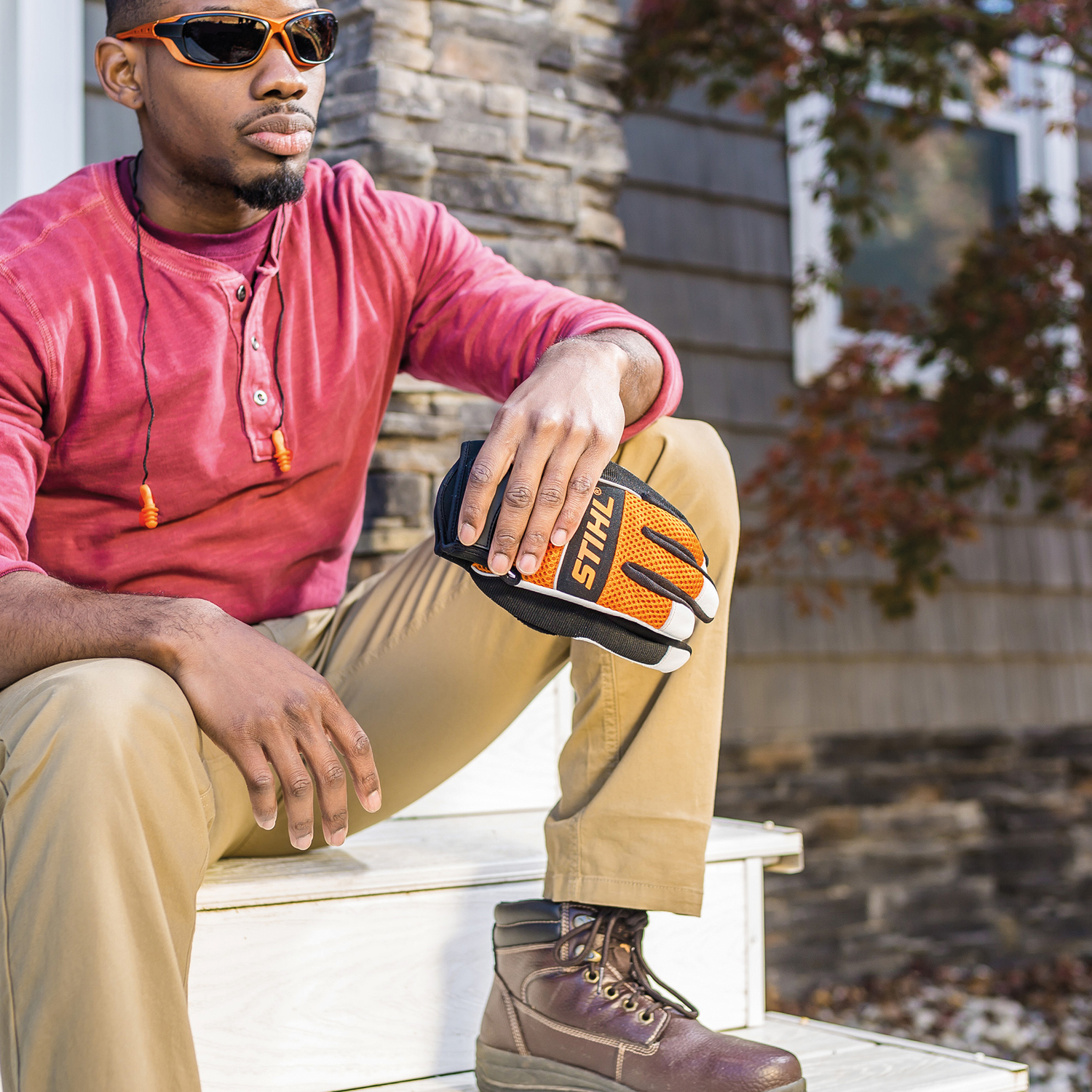 STIHL Meshback Gloves Orange/White M 1 pair - Jamoozus