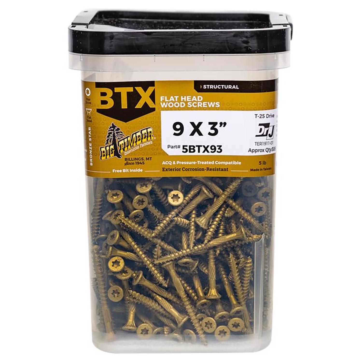 Big Timber No. 9 X 3 in. L Star Bronze Wood Screws 5 lb 395 pk - Jamoozus
