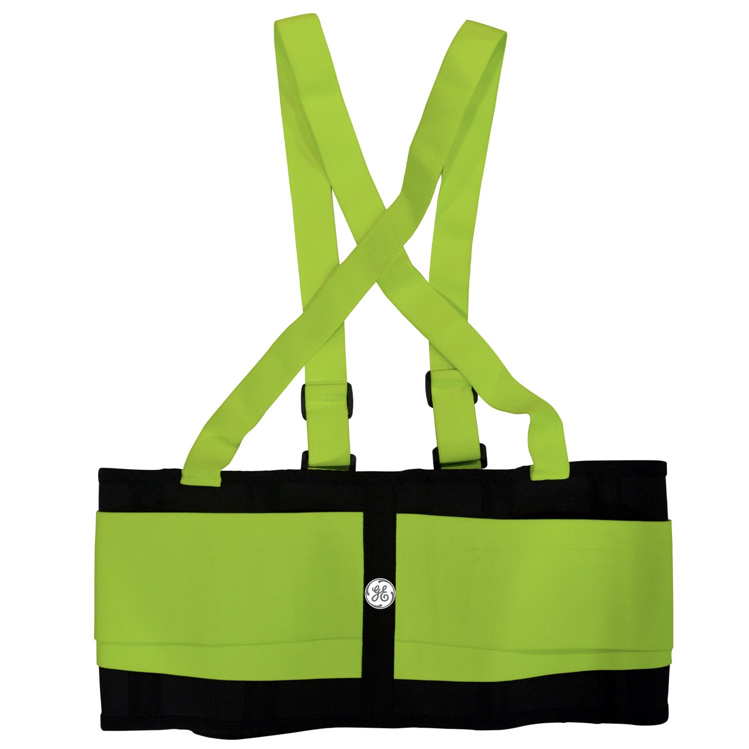 General Electric 38 in. 43 in. Polyester High Visibility Back Support Belt Black/Green L 1 pc - Jamoozus