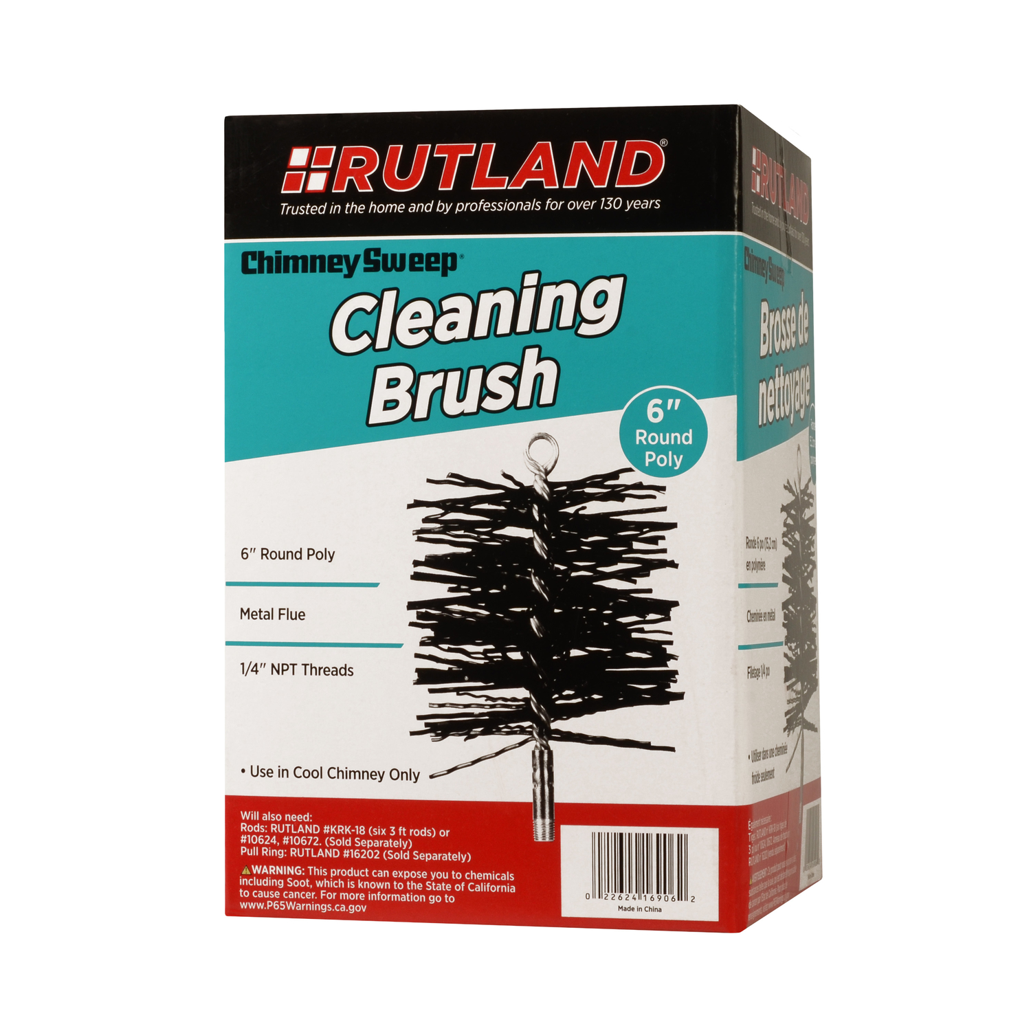 Rutland Chimney Sweep 6 in. Round Polypropylene Chimney Brush - Jamoozus
