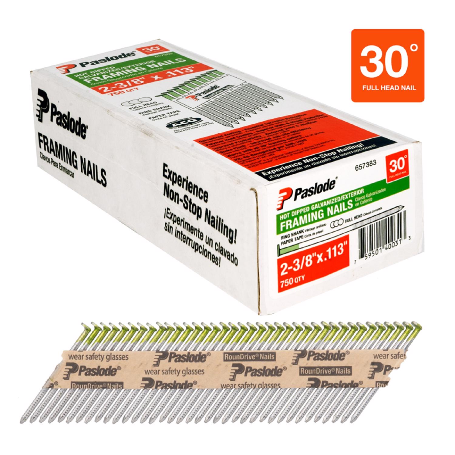 Paslode 2-3/8 in. Framing Hot-Dipped Galvanized Steel Nail Full Round Head - Jamoozus