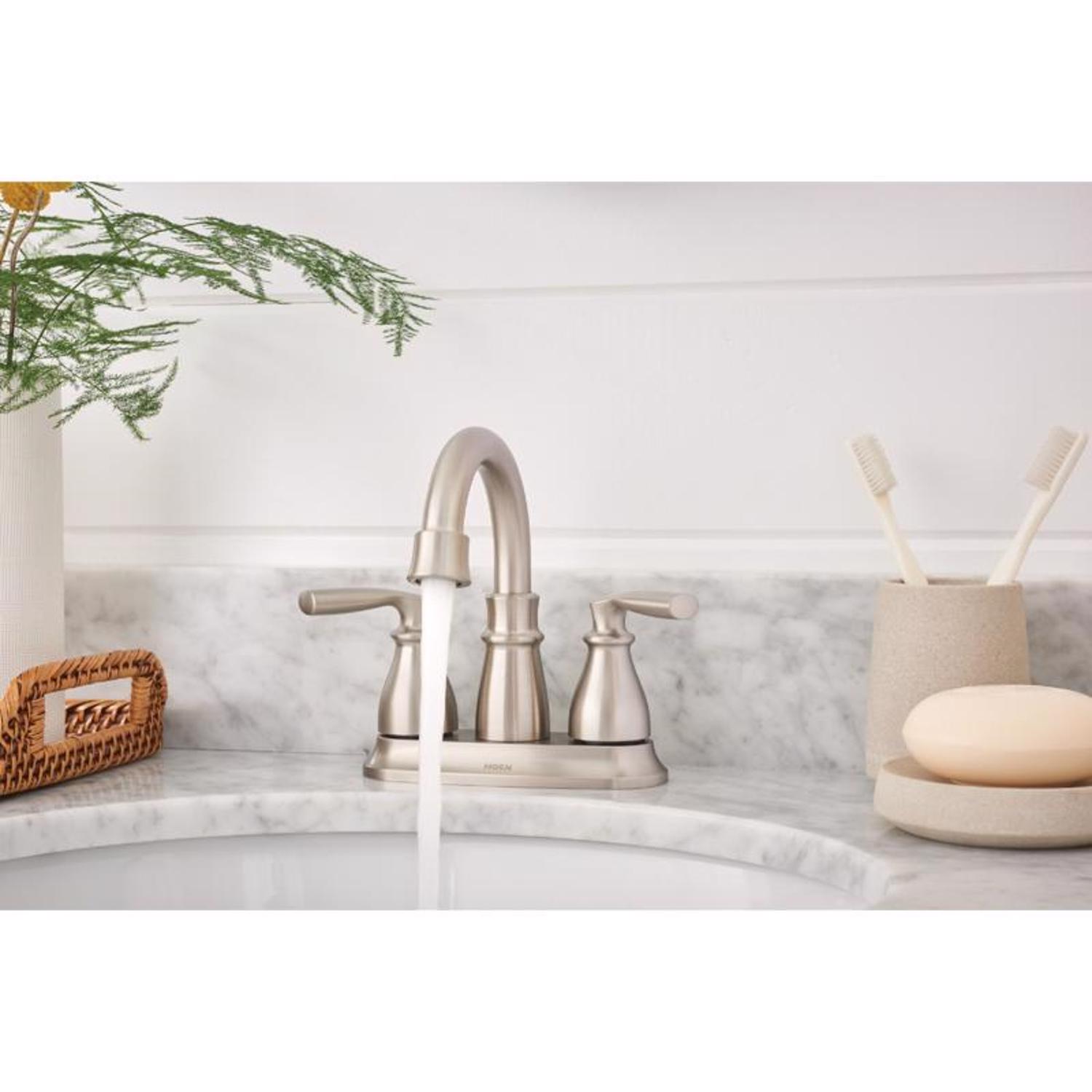 Moen Hilliard Brushed Nickel Bathroom Faucet 4 in. - Jamoozus