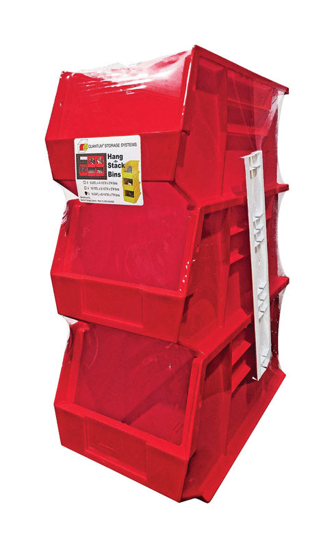 Quantum Storage 8-1/4 in. W X 13-3/4 in. H Stack and Hang Bin Polypropylene 3 pk Red - Jamoozus