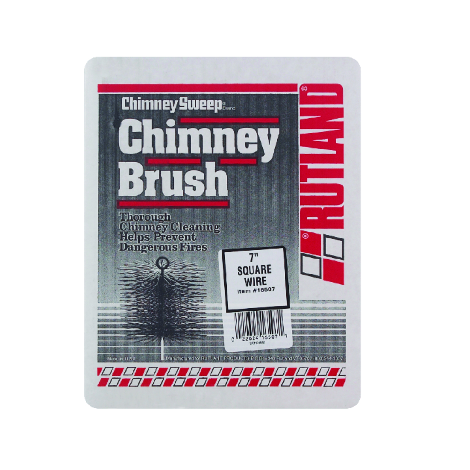 Rutland 7 in. Square Oil Tempered Chimney Brush - Jamoozus