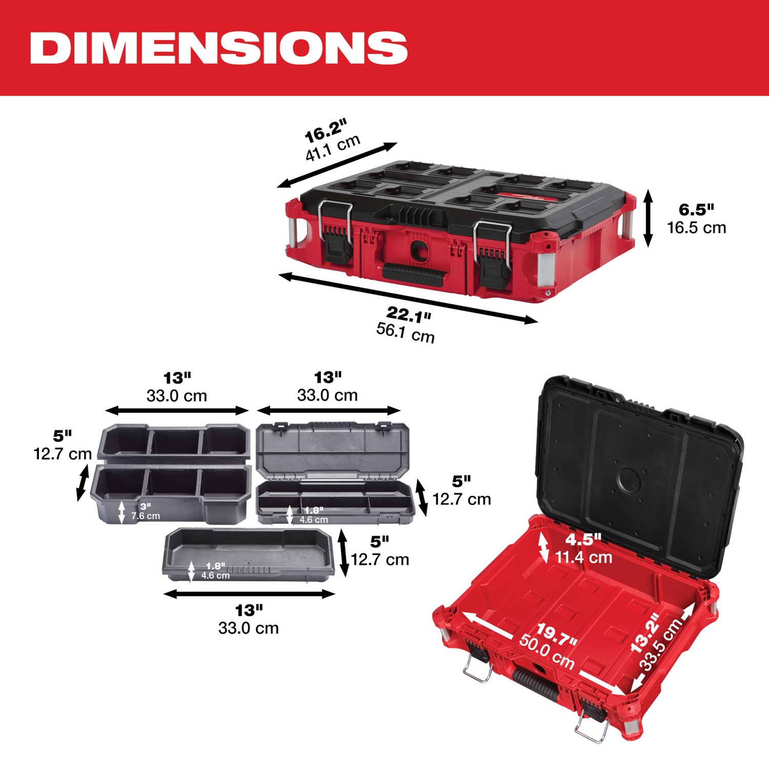 Milwaukee PACKOUT 22 in. Medium Tool Box Black/Red - Jamoozus