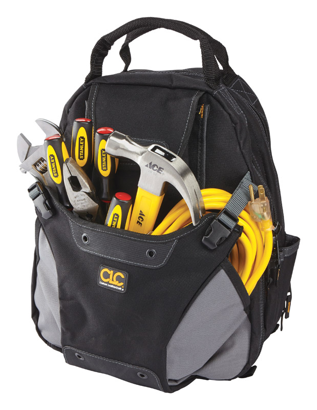 CLC 7.5 in. W X 16 in. H Polyester Backpack Tool Bag 44 pocket Black/Tan 1 pc - Jamoozus