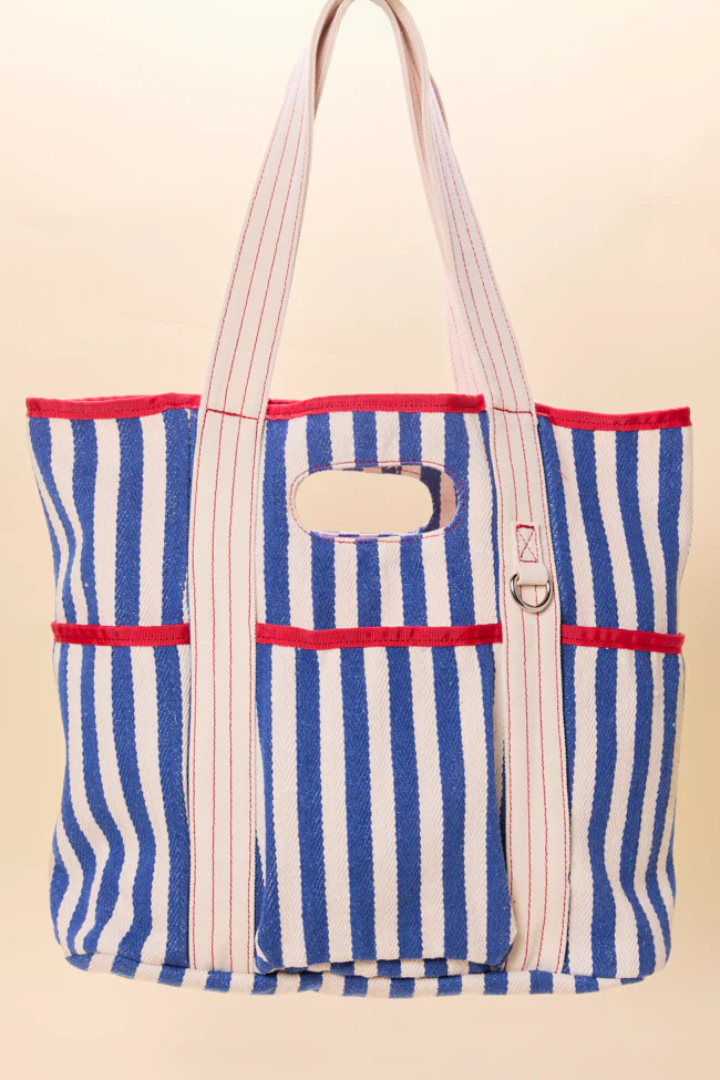 Ty Blue Varsity Stripe Tote - Jamoozus