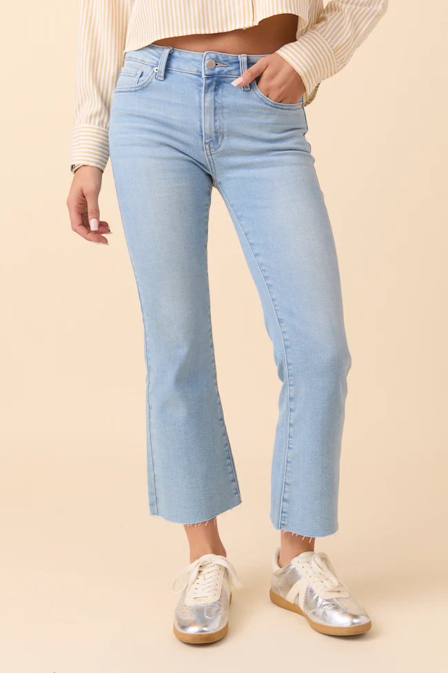 Trista Light Wash Crop Flare Jeans - Jamoozus
