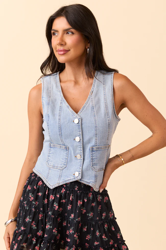 Uptown Cowgirl Denim Vest - Jamoozus