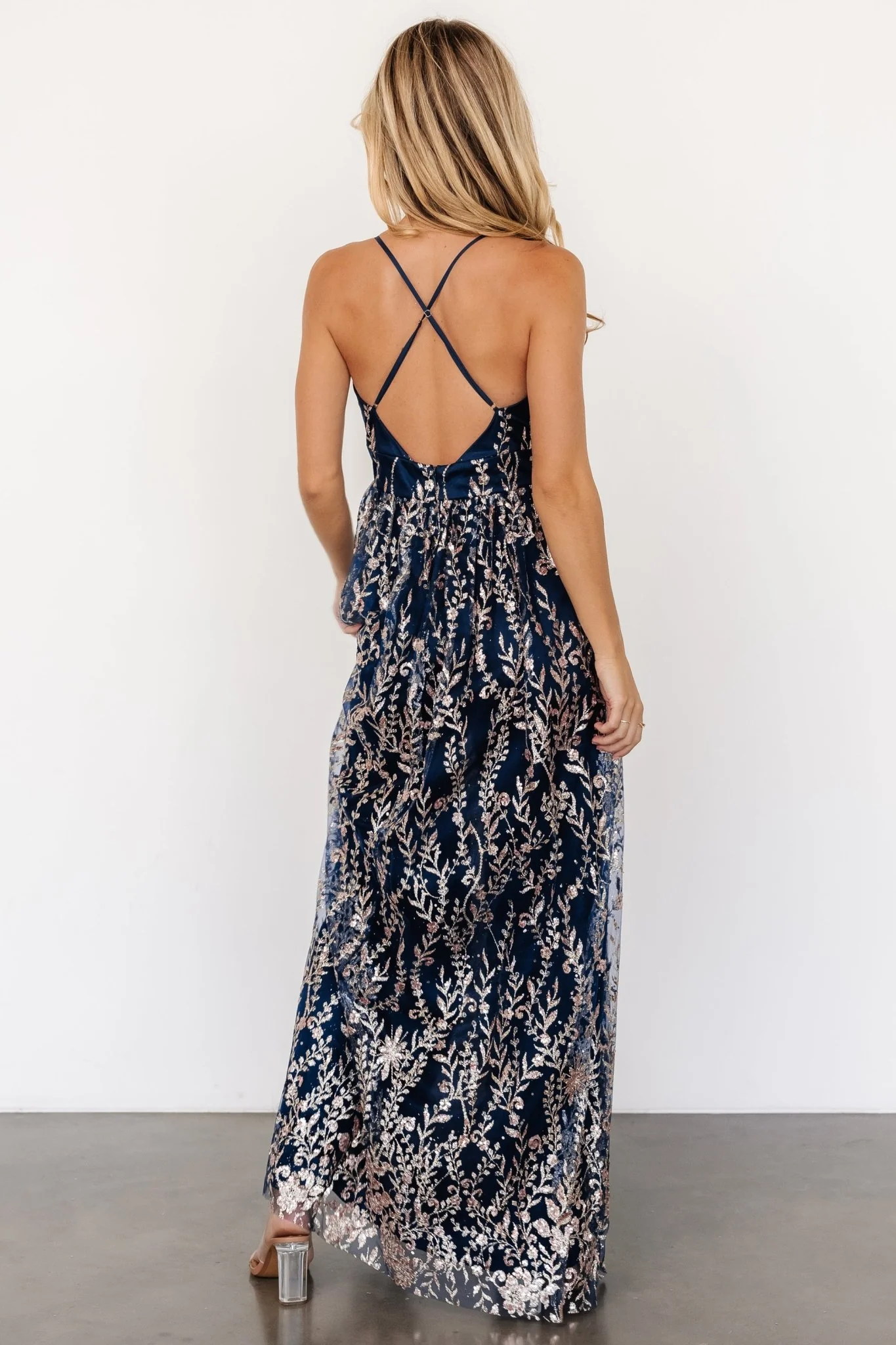Anisa Shimmer Gown | Navy + Rose - Jamoozus