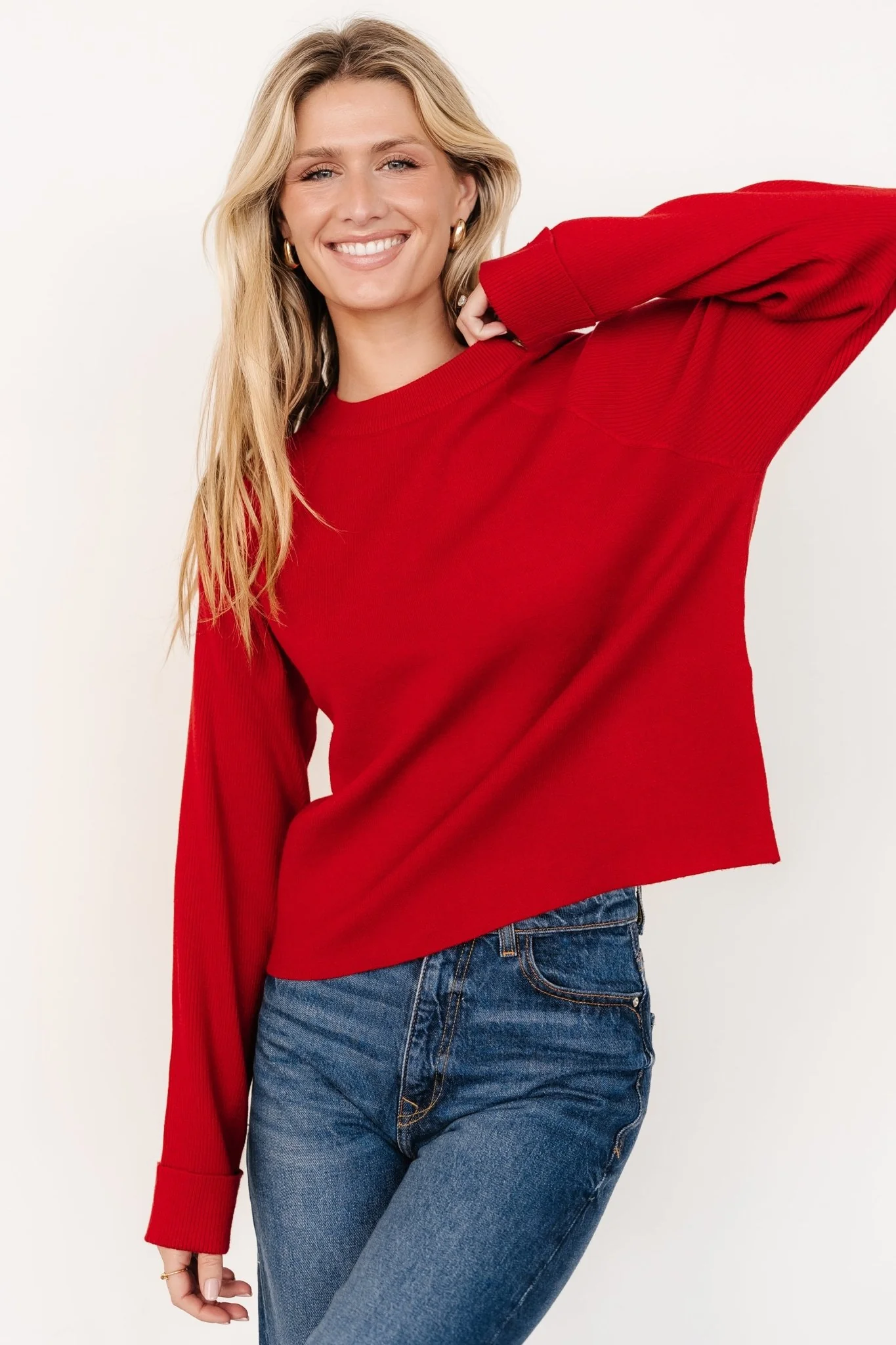 Helena Knit Sweater | Red - Jamoozus