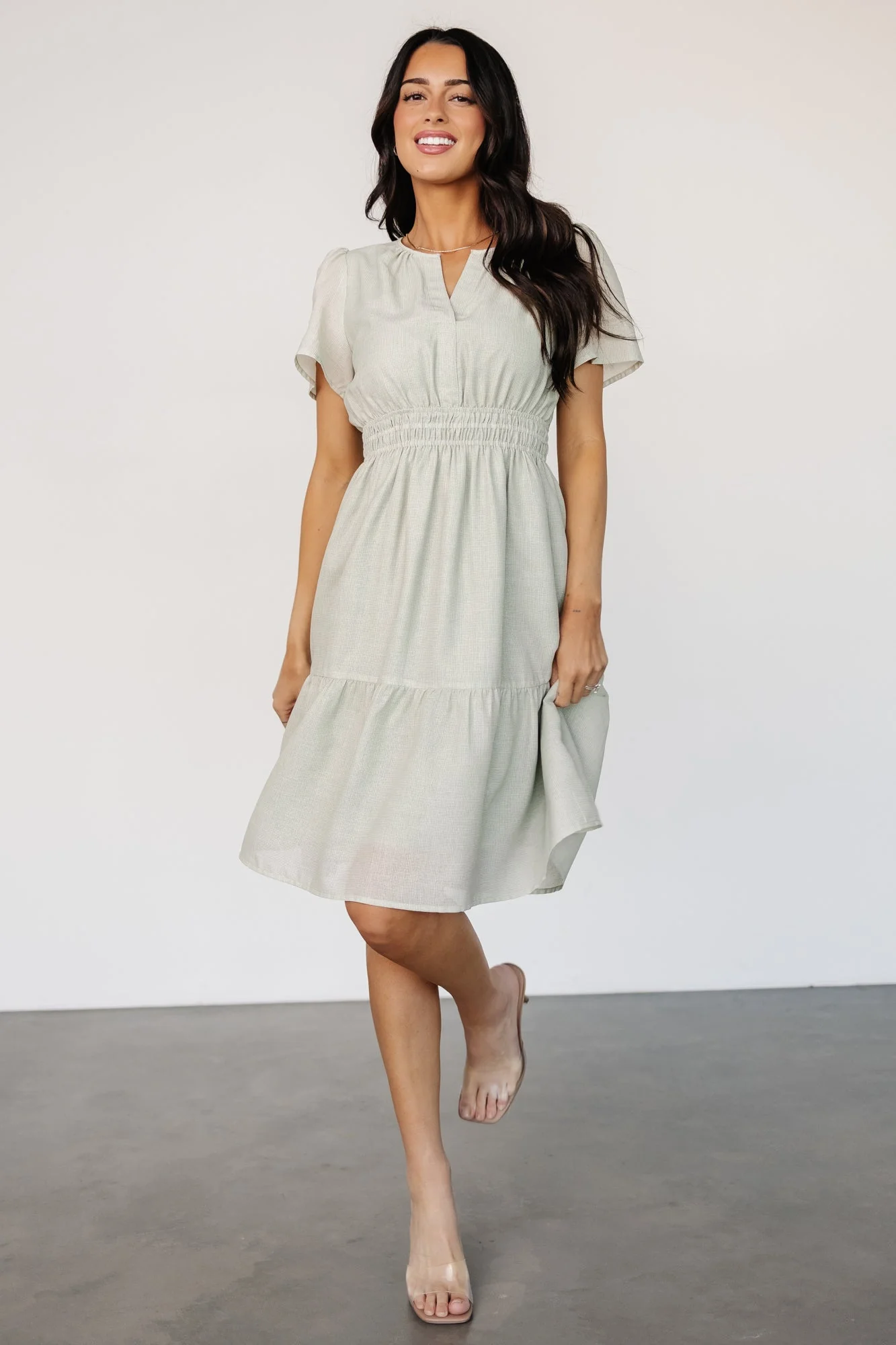 Dita Short Dress | Sage - Jamoozus