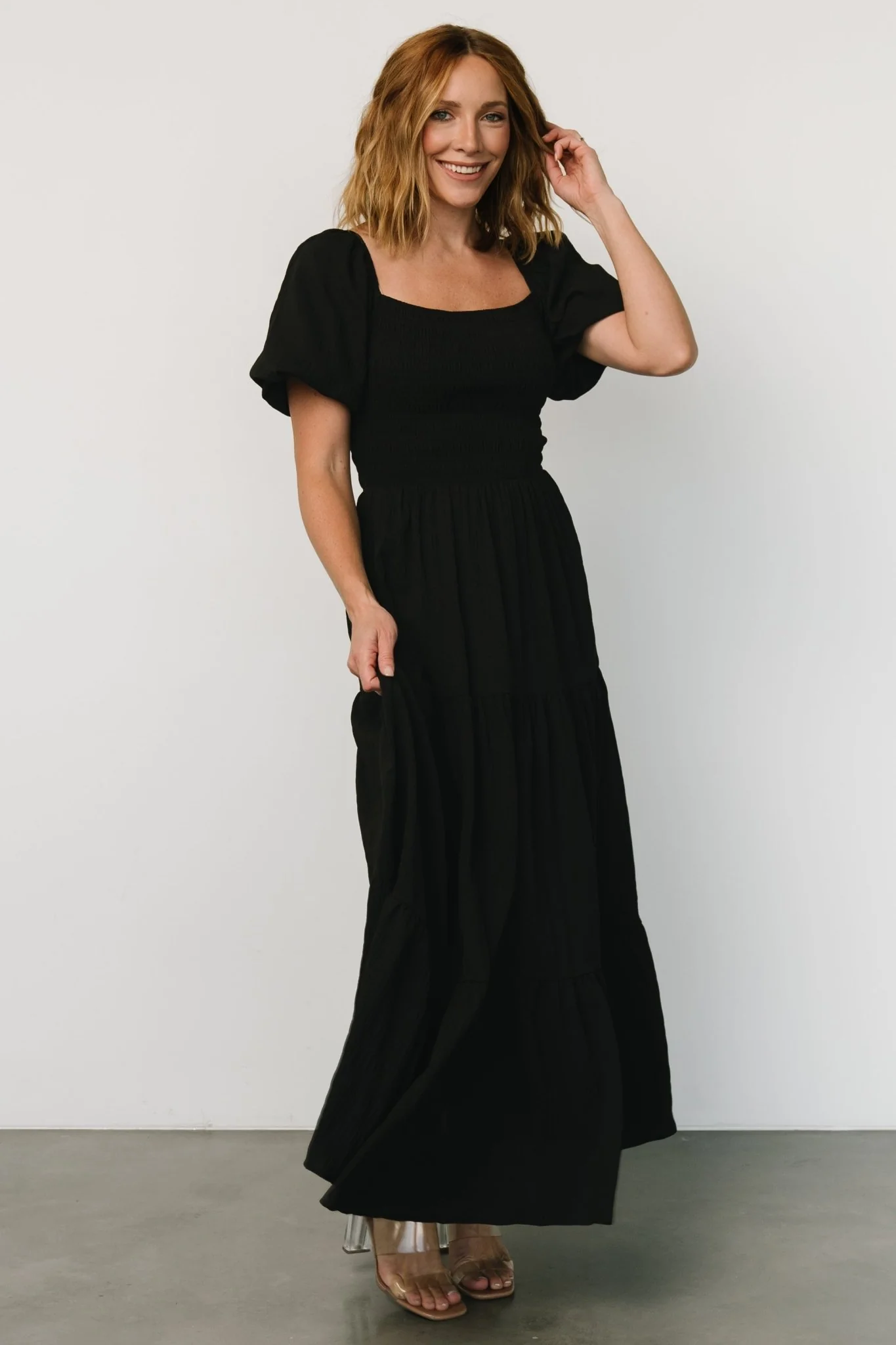 Amaya Smocked Dress | Black - Jamoozus
