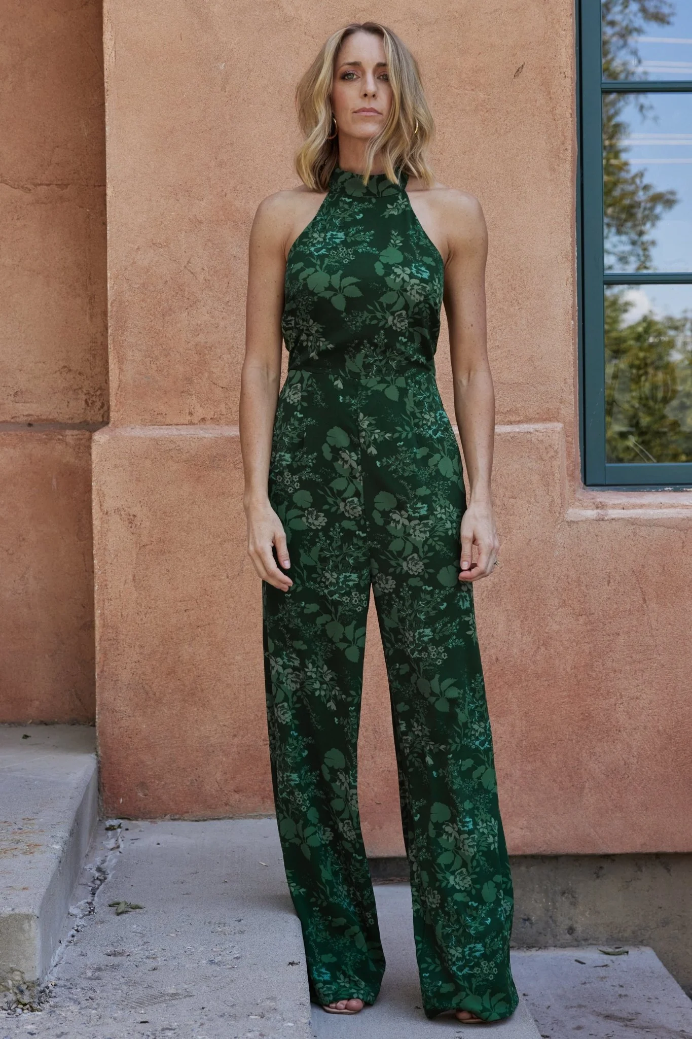 Freya Halter Jumpsuit | Emerald Floral - Jamoozus