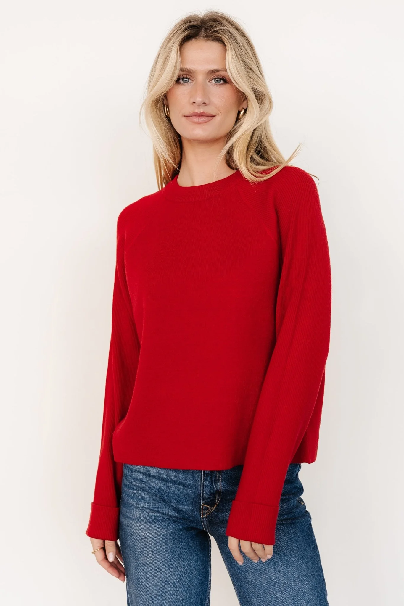 Helena Knit Sweater | Red - Jamoozus