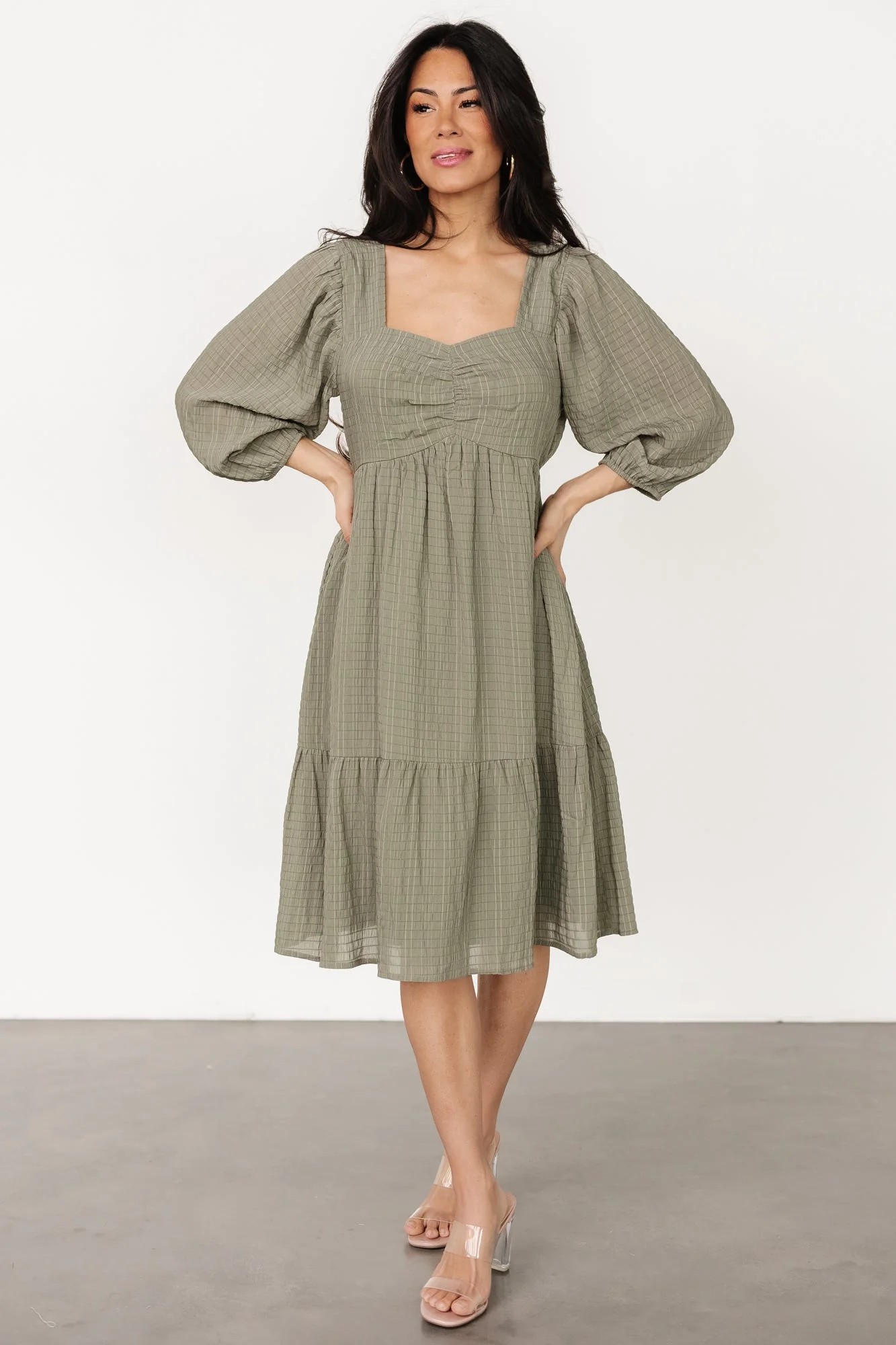 Vaeda Midi Dress | Olive - Jamoozus