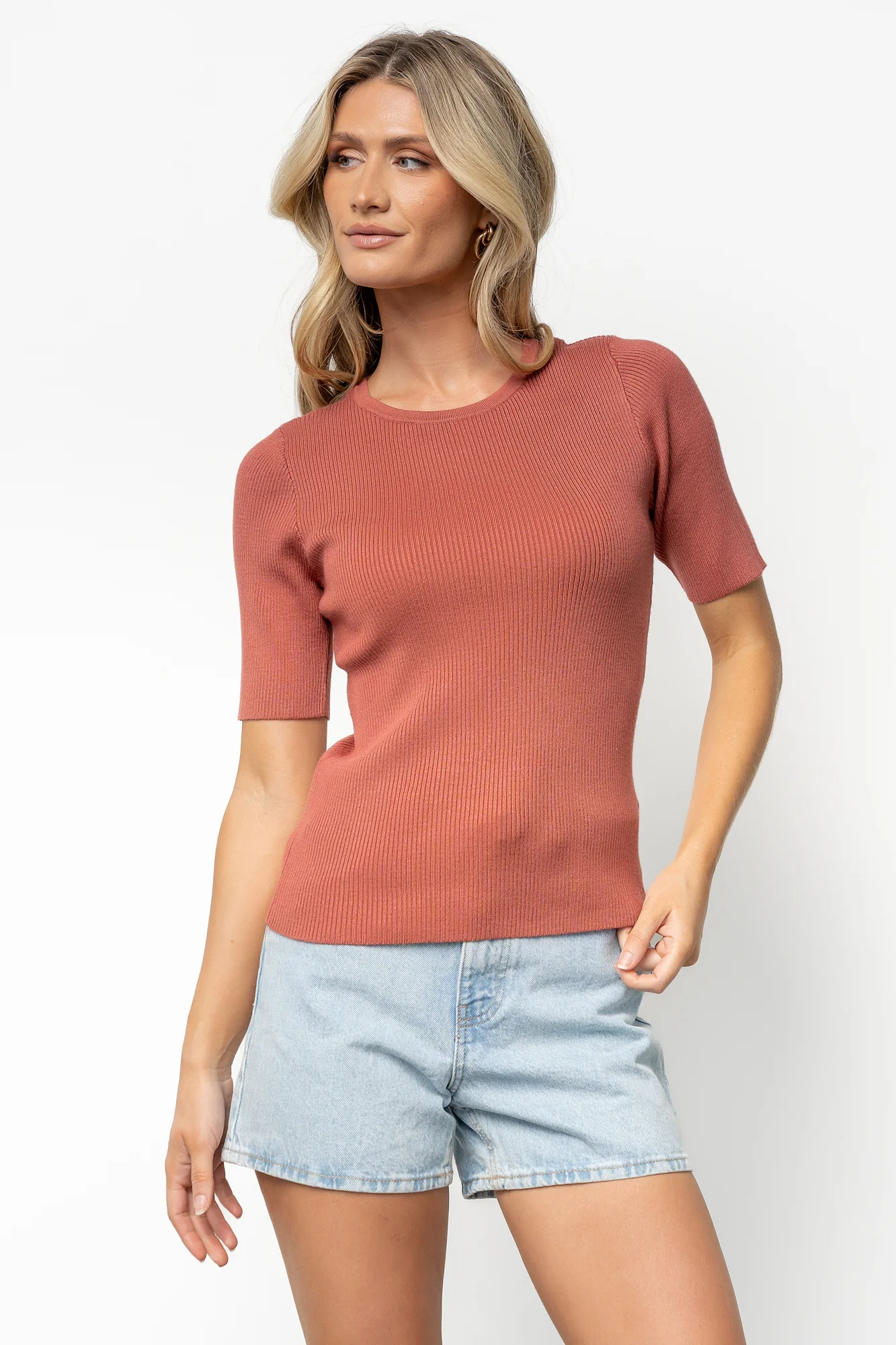 Chiara Ribbed Top | Brick - Jamoozus