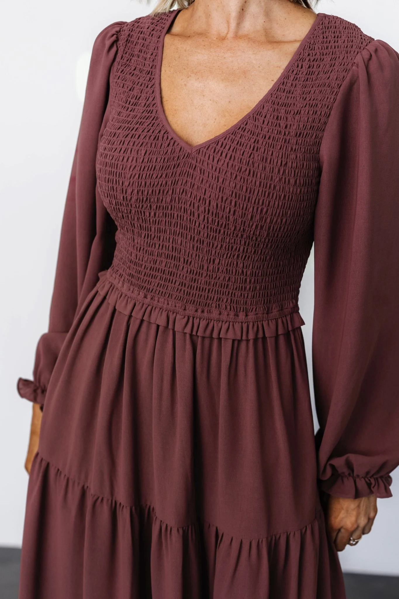 Endsley Smocked Midi Dress | Mauve - Jamoozus